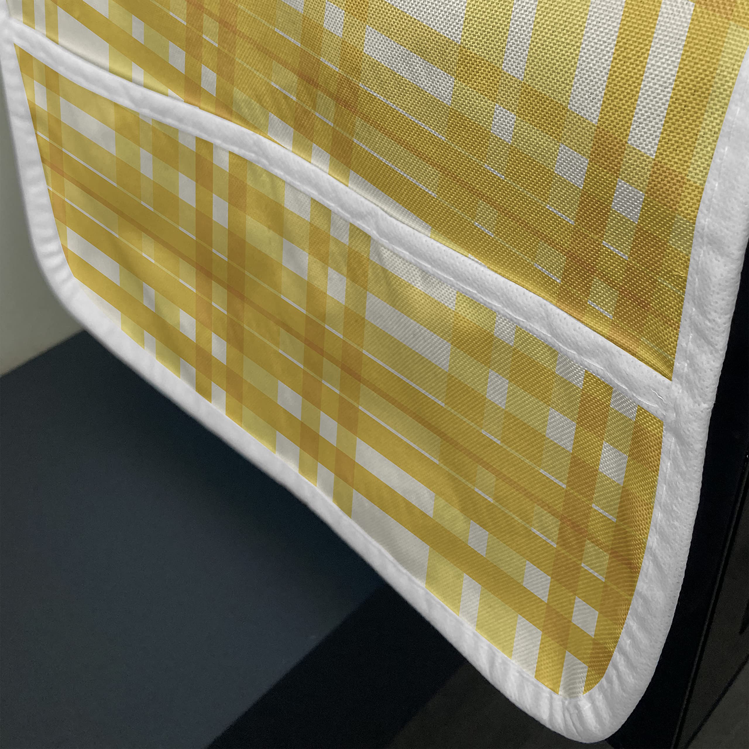 Ambesonne Microwave Cover - Waterproof Retro Checkered Geometric Stripes Kitchen Organizer with Pockets, 36