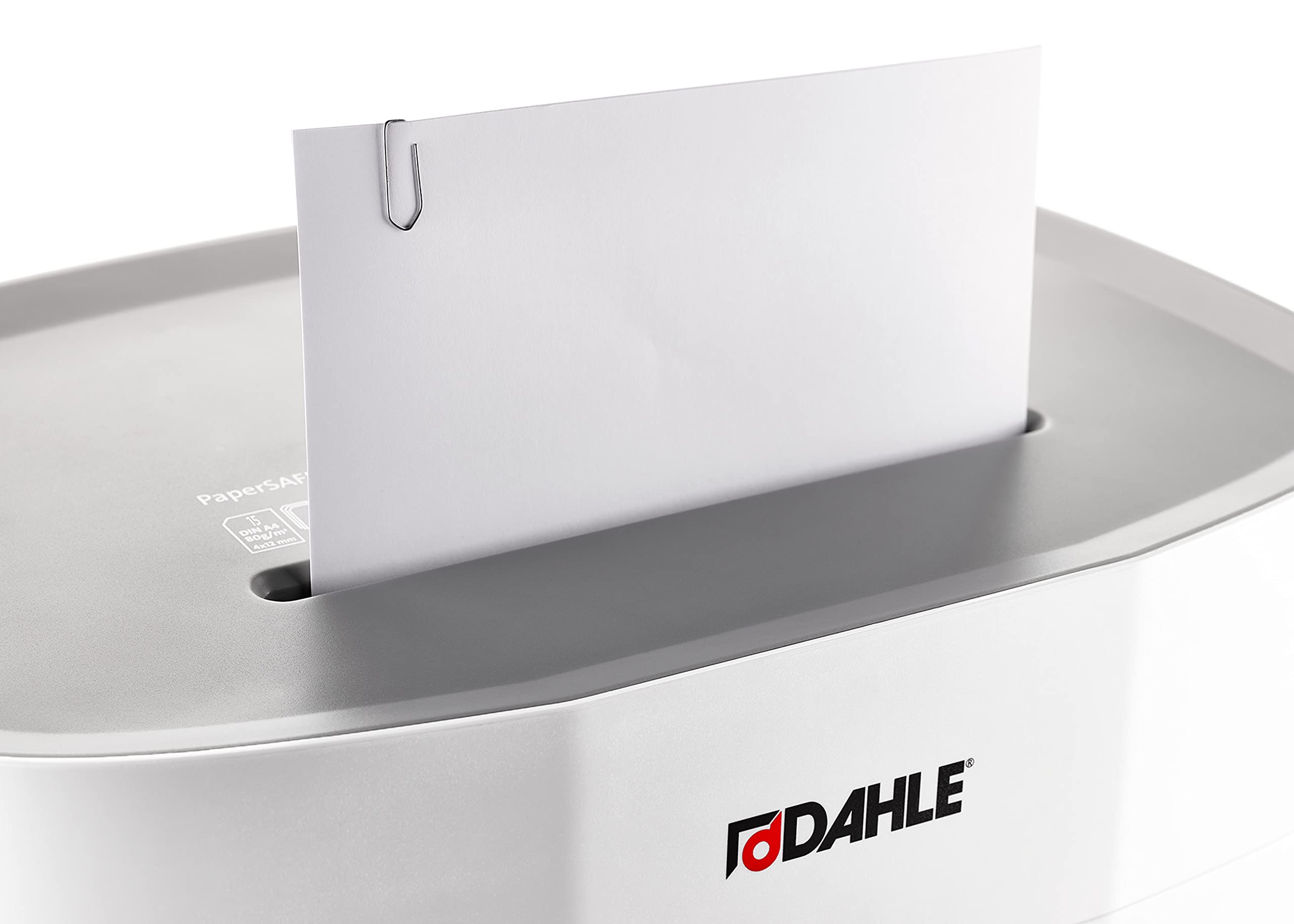 Dahle PaperSAFE PS 380 Oil-Free Paper Shredder with Jam Protection - P-4 Security Level - 15 Sheet Capacity - Shreds CDs, Staples, Paper Clips & Credit Cards - Ideal for Home Office & Small Business Document Security