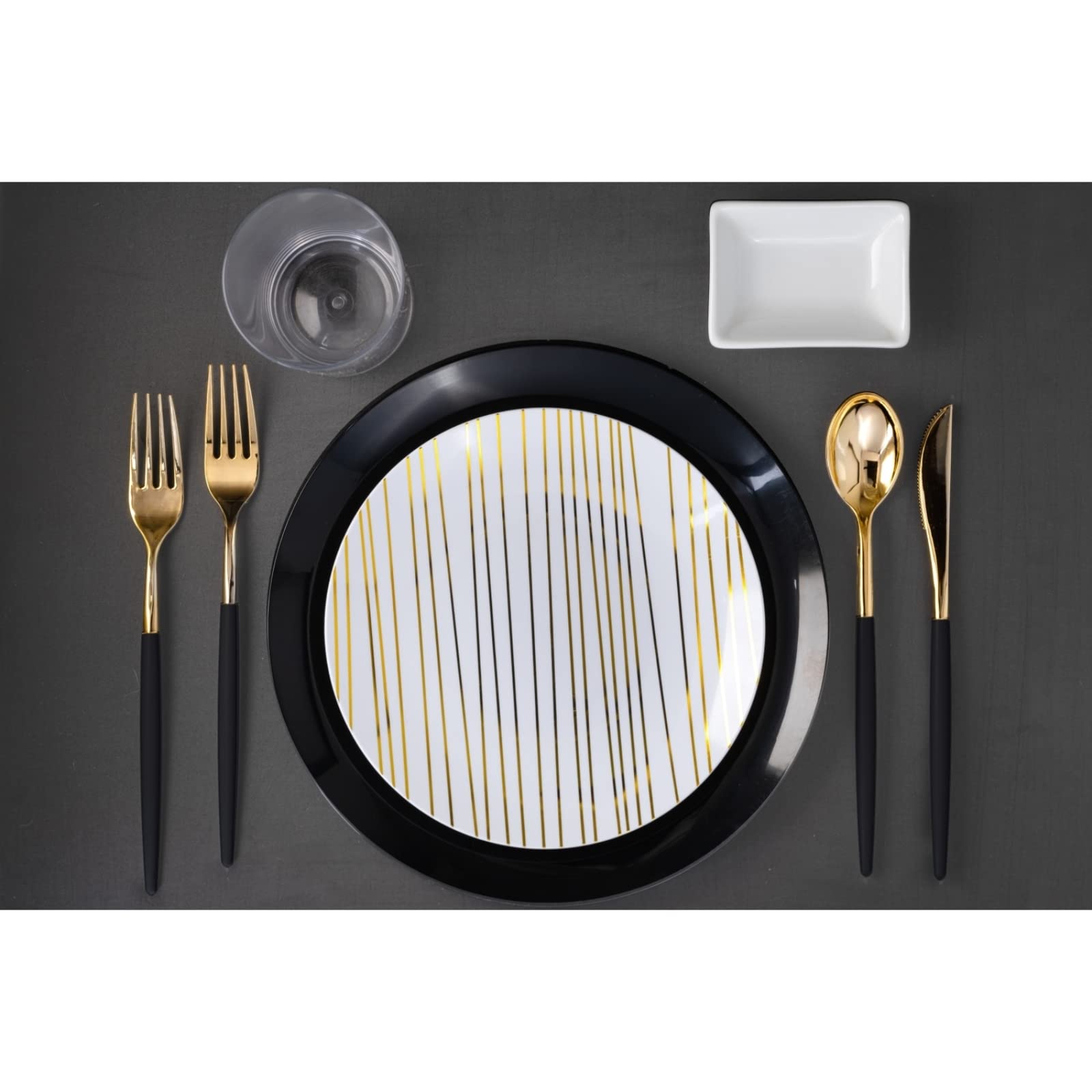 Trendables 120-Pack Heavy Duty Disposable Plastic Forks - Elegant Black & Gold Two-Tone Utensils for Weddings, Parties, Catering & Events | Durable Plastic Silverware for Home, Office & Outdoor Use