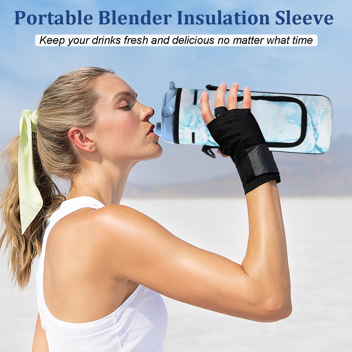 Premium Storage Sleeve Bag for Ninja Blast Portable Blender - Shoulder Strap & Accessory Pocket - Compatible with Ninja BC151NV/BC51NV/BC151BK/BC151CR/BC151EM/BC151PR/BC151WH - Perfect for Travel, Gym & Outdoor Blending (Blue)