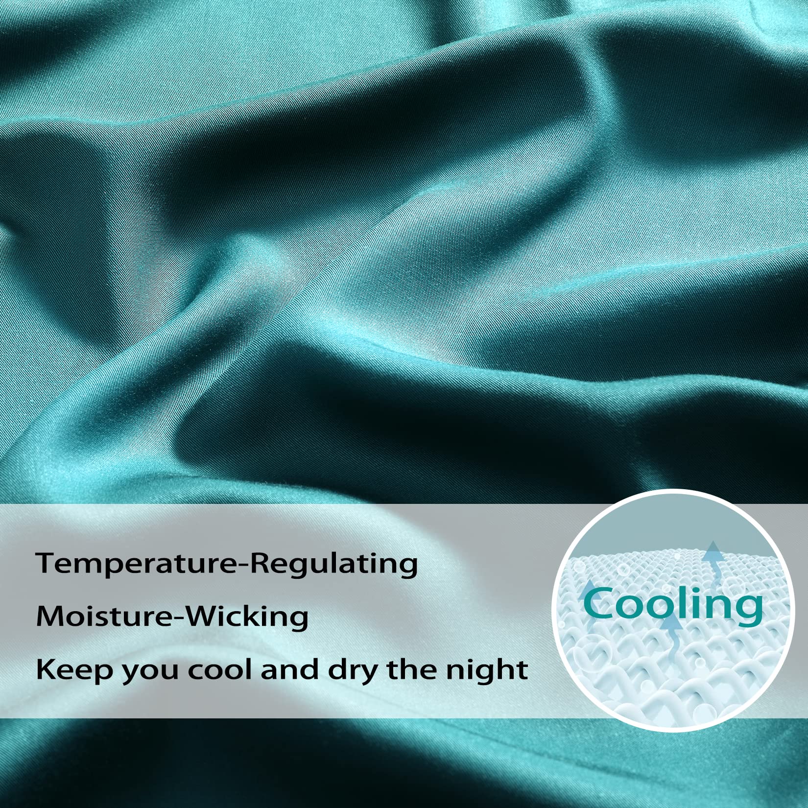 CAROMIO King Size Bamboo Rayon Sheet Set - 4 Piece Deep Pocket Cooling Bed Sheets for Hot Sleepers, Super Soft Breathable & Comfortable Luxury Sheets - Perfect for Summer Nights & Temperature Regulation (Teal)