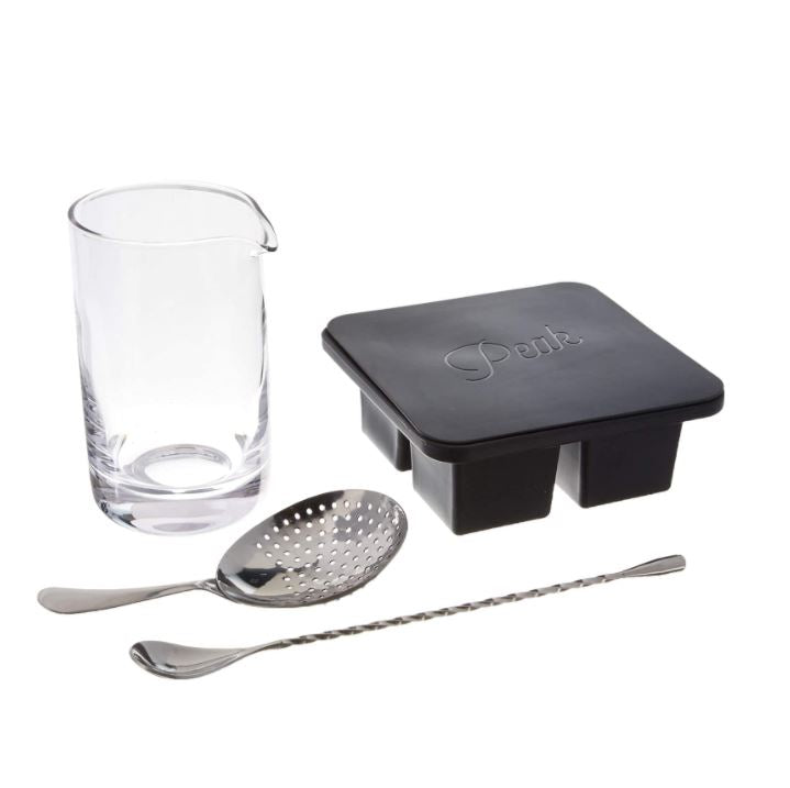 W&P The Stirred 4-Piece Cocktail Set - Premium Bar Tools for Mixing Martinis, Old Fashioned & More - Perfect for Home Bars, Parties & Gifts