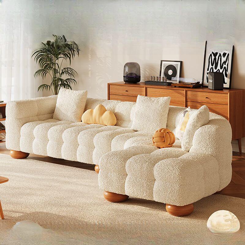 L-Shaped Button Tufted Corner Sectional Sofa with Tufted Back - Right Hand Facing - Perfect for Living Room, Family Room & Home Theater