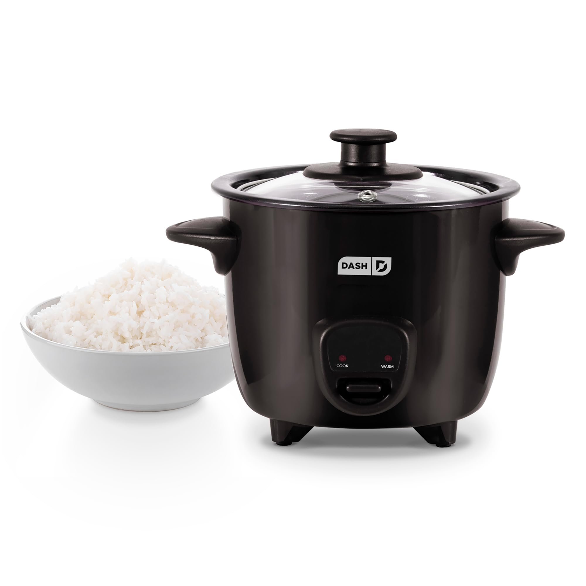 DASH Mini Rice Cooker Steamer - 2-Cup Capacity, Nonstick Removable Pot, Keep Warm Function, Includes Recipe Guide - Perfect for Rice, Oatmeal, Soups & Stews - Compact Kitchen Appliance for Dorms, Offices & Small Spaces (Black)