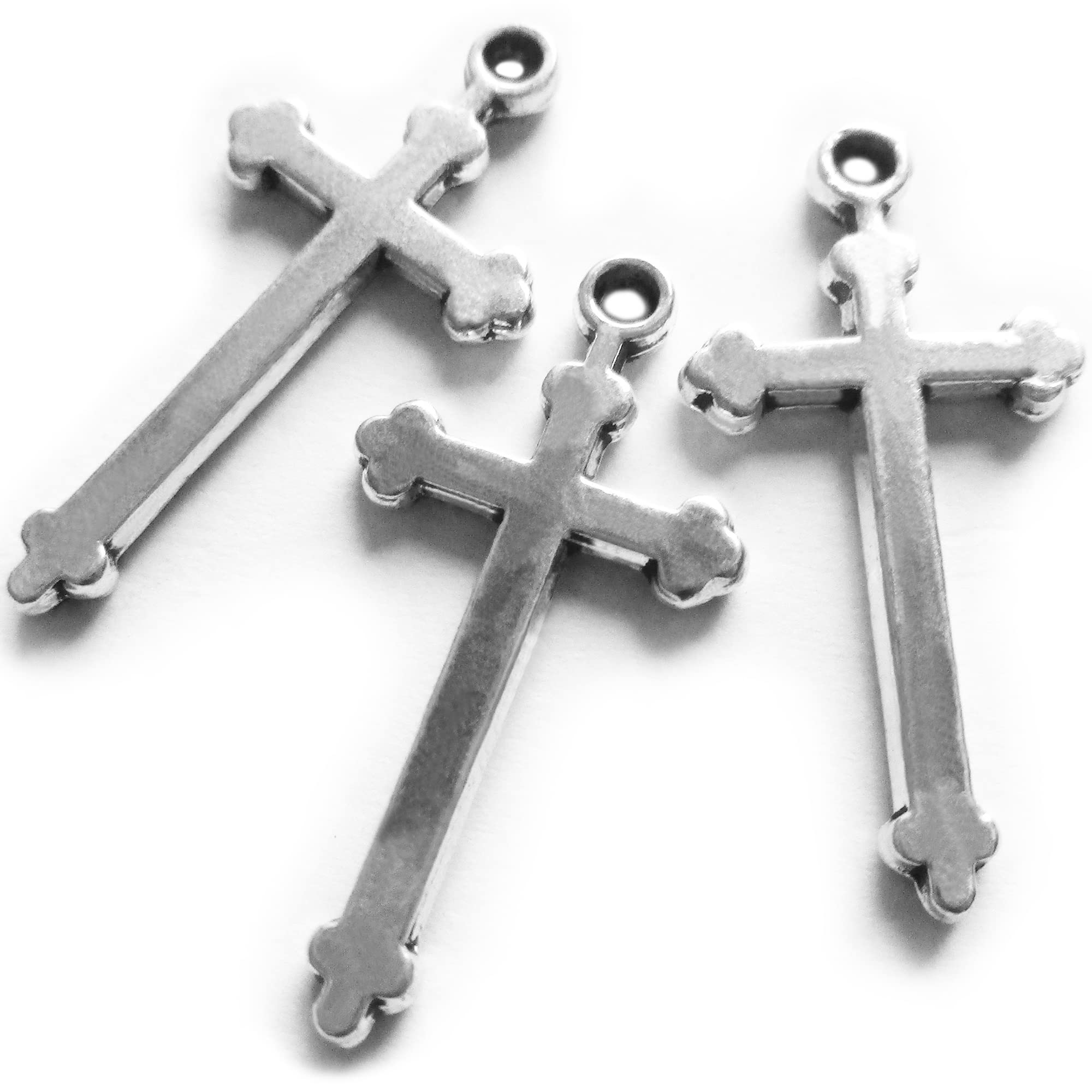 68-200pcs Mini Silver Cross Charms Bulk - 1 Inch Small Cross Pendants for Jewelry Making, Bracelet Crafts - Heather's CF Variety Beads for Men & Women (Perfect for DIY Jewelry, Scrapbooking & Gift Making)