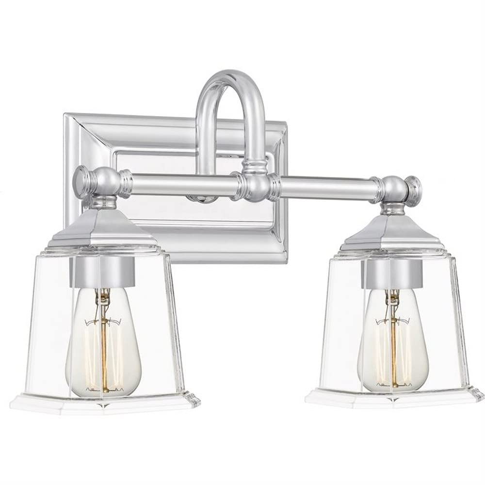 2-Light Transitional Bathroom Vanity Light Fixture - Polished Chrome Finish - Modern Bathroom Lighting for Vanity Mirror - Perfect for Home, Hotel, and Spa Decor