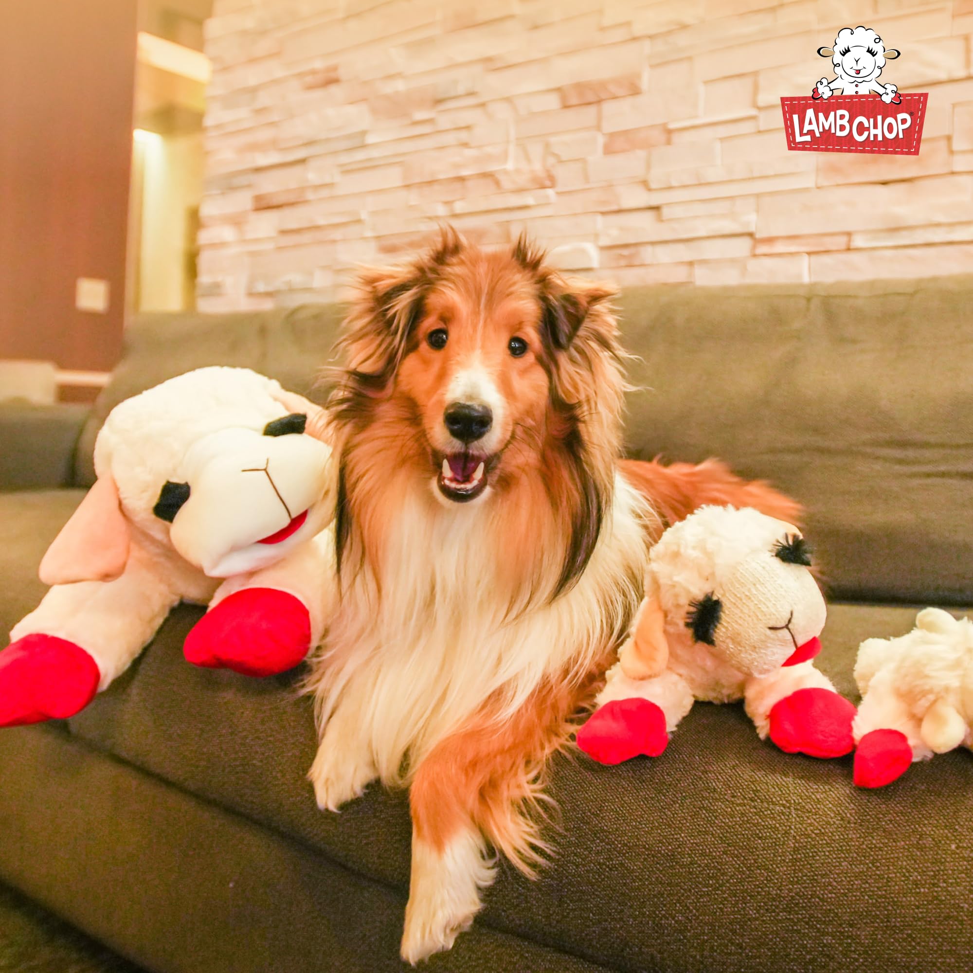 Multipet Lamb Chop Squeaky Dog Toy - Extra Soft Plush Stuffed Animal for Large Dogs - 24