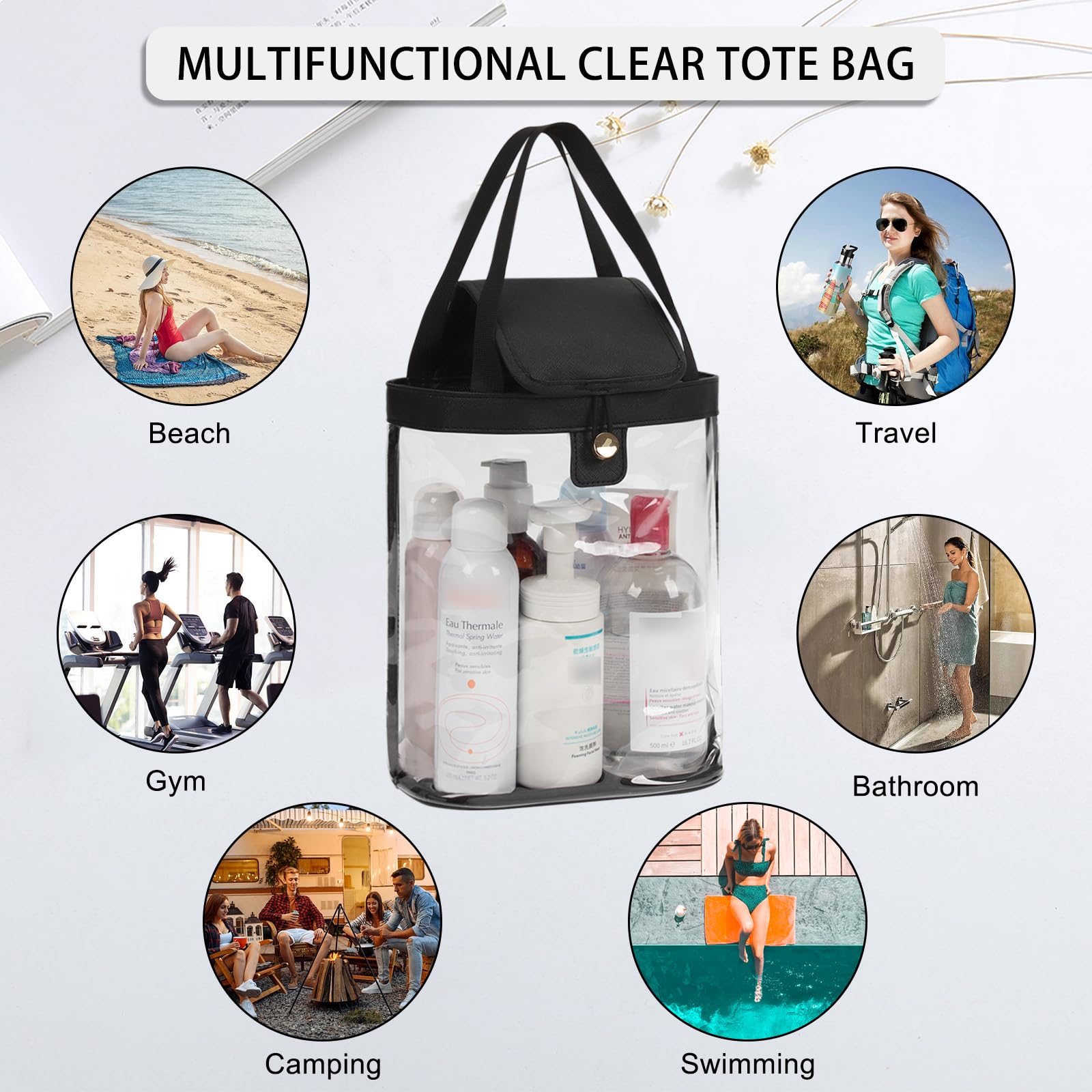 Waterproof Hanging Travel Toiletry Bag for Women & Men - Clear Makeup & Shower Organizer with Hook - Perfect for Gym, Camping, Bathroom & Airplane Carry-on Essentials