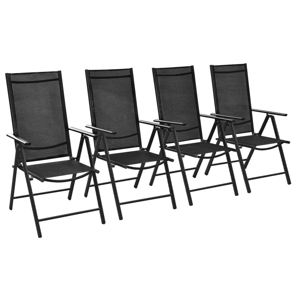 4-Pack Folding Patio Chairs - Lightweight Aluminum Frame & Durable Textilene Fabric in Black - Perfect for Outdoor, Poolside, Garden, and Backyard Relaxation