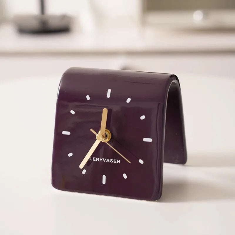 Milo Ceramic Desk Clock - Elegant Modern Office Decor, Home & Office Use, Perfect Gift for Professionals & Students