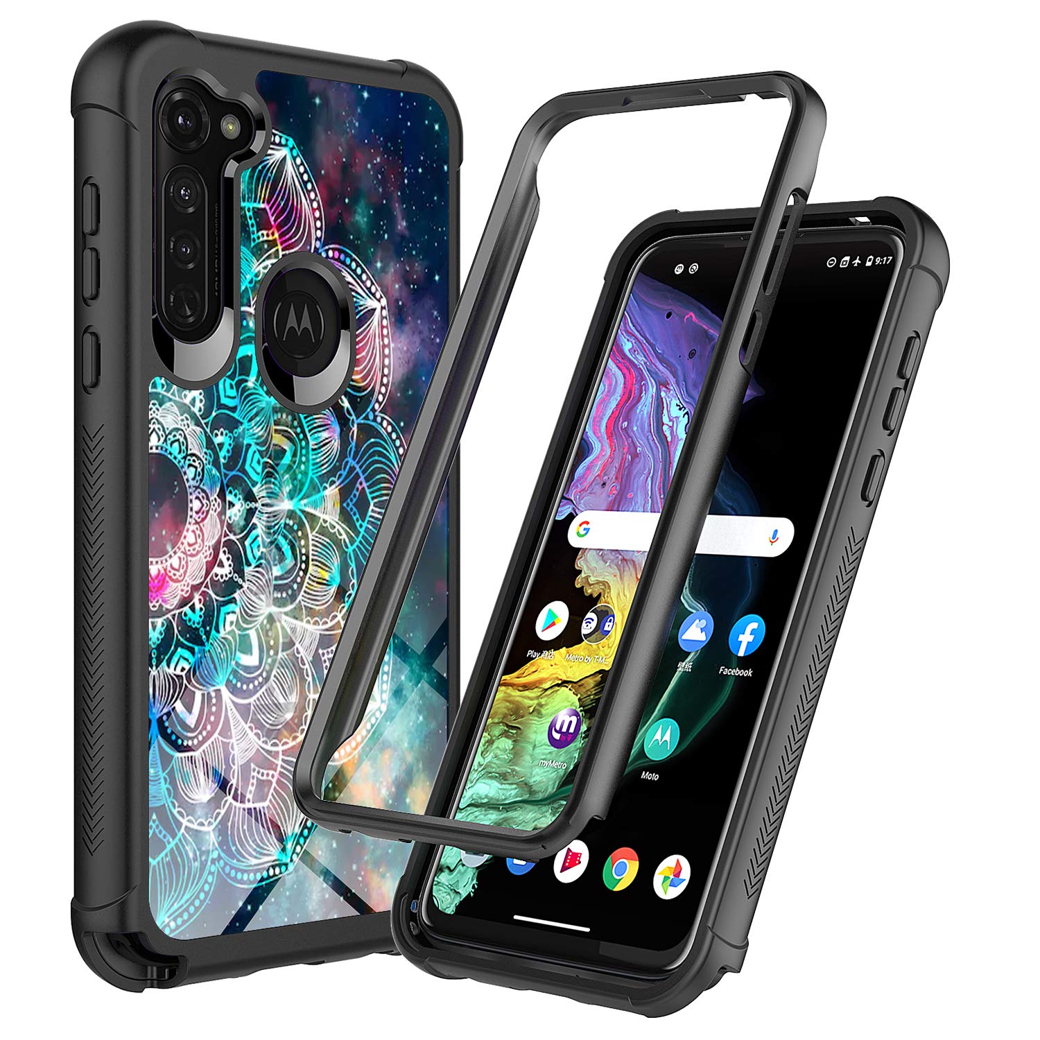 Rosebono Shockproof Hybrid Case for Moto G Stylus 2020 & Moto G Pro - Premium IMD Design with Galaxy Mandala Pattern - Perfect for Daily Protection & Style Enhancement