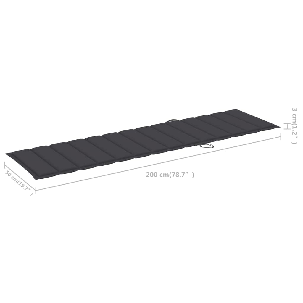 Premium Outdoor Sun Lounger Cushion - Universal Chaise Lounge & Patio Furniture Cushion with Secure Ties - Wear-Resistant, Durable Anthracite Fabric (78.7