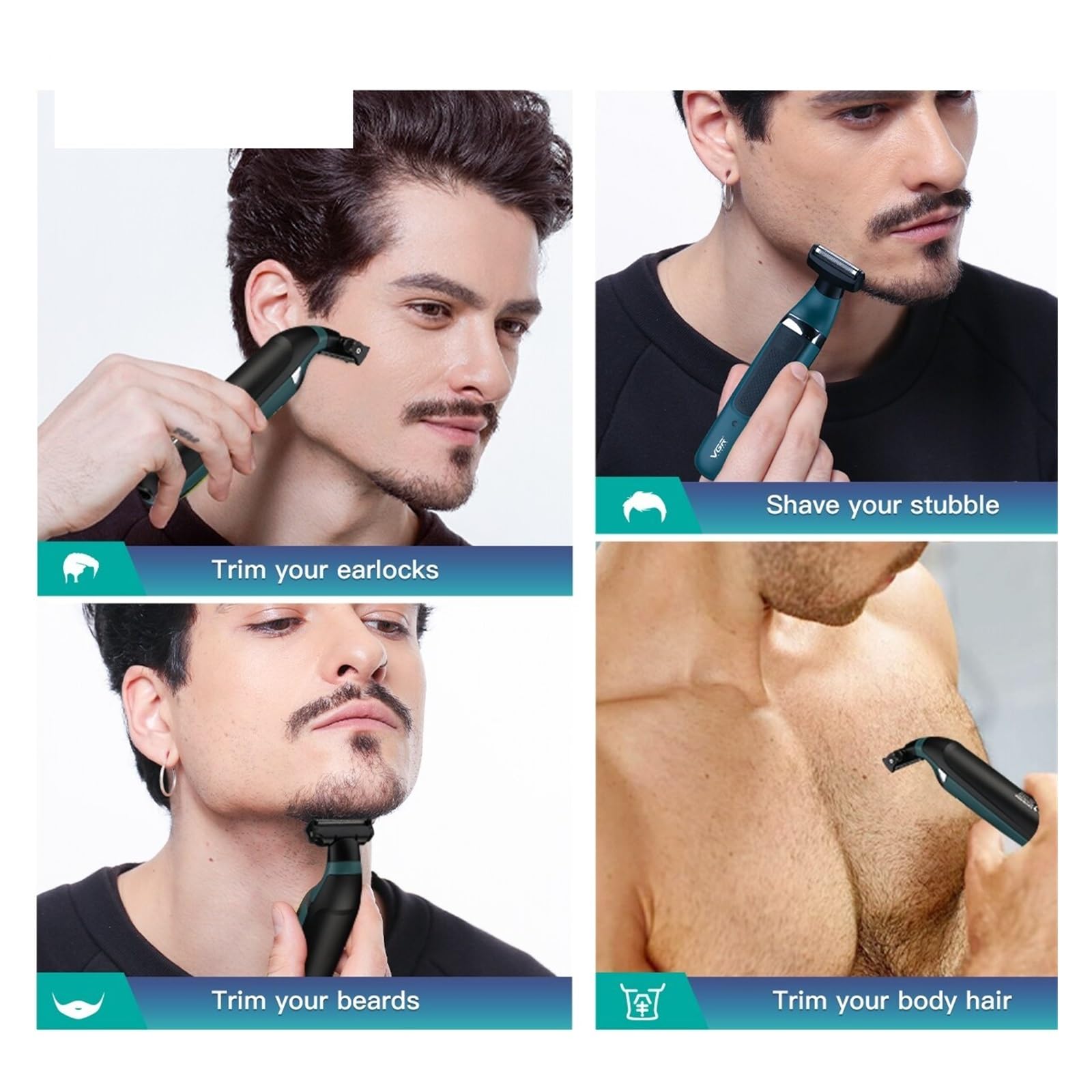 Professional 2-in-1 Electric Razor & Beard Trimmer for Men - Waterproof Cordless Shaver V-393 with Precision Blades | Perfect for Home Use, Travel & Daily Grooming Routine