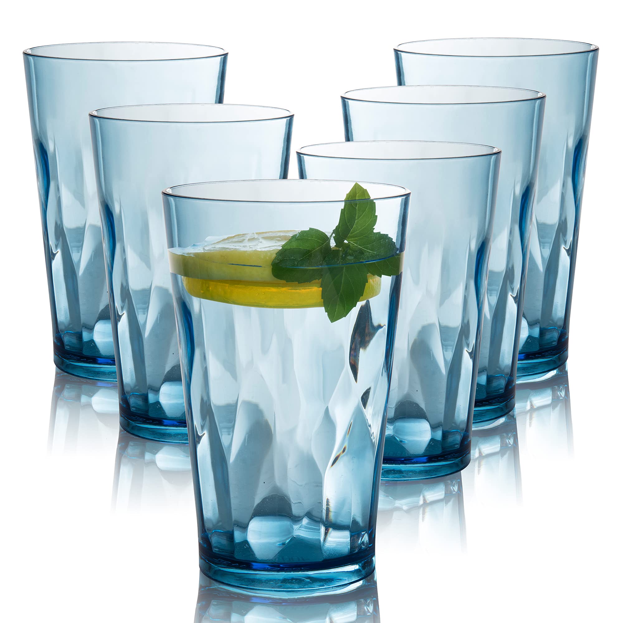 Unbreakable Plastic Drinking Glasses Set of 6 - Shatterproof Tumblers, Reusable Glass Cups, Dishwasher Safe (16oz) - Perfect for Outdoor Picnics, Pool Parties & Daily Use
