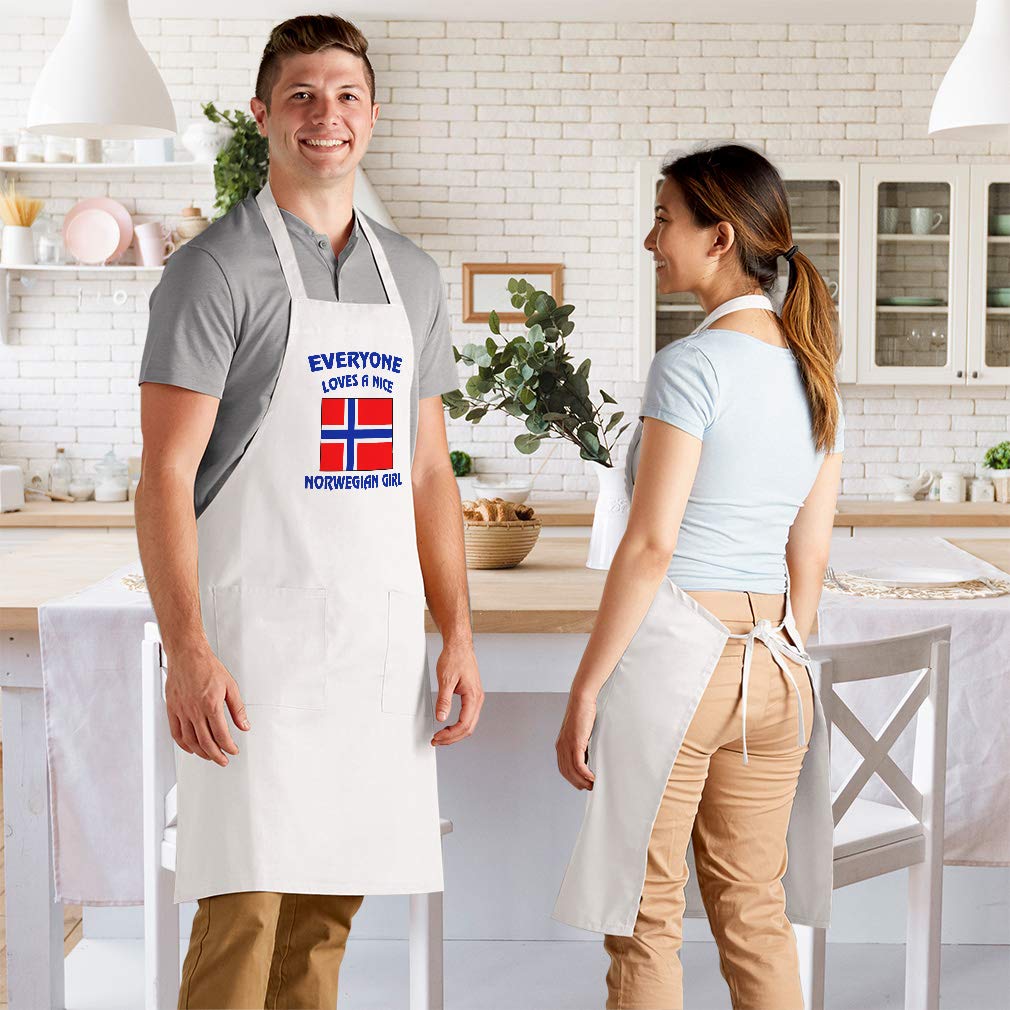 Norwegian Girl Norway Norwegians Bib Kitchen Apron - Cute & Durable Cooking Apron for Women, Perfect for Baking, Grilling & Kitchen Decor