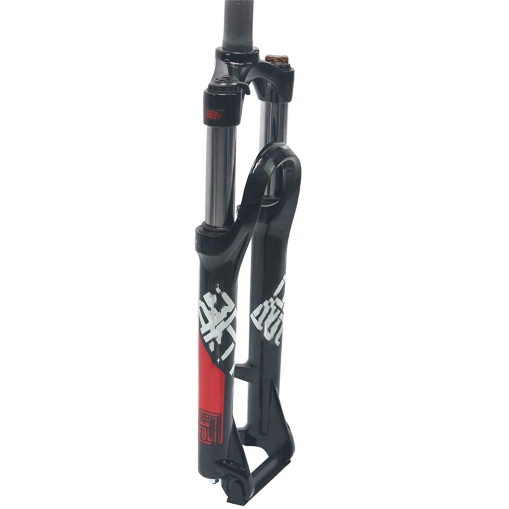 **24 Inch Black Aluminum Mountain Bike Suspension Fork with Shoulder Control Shock Absorber - Perfect for Trail Riding, Off-Road Biking & Adventure Cycling**