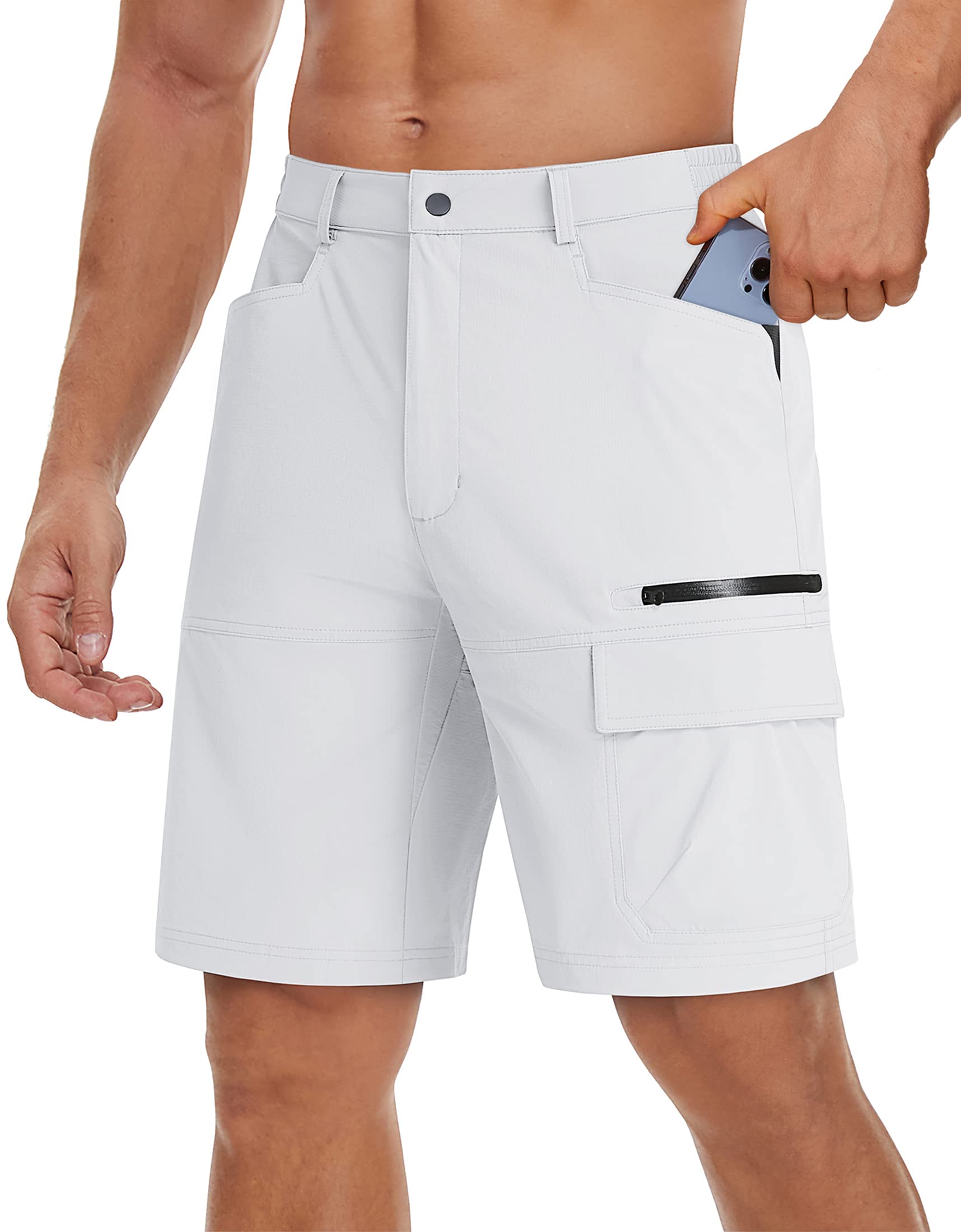TACVASEN Men's Quick Dry Cargo Shorts - Lightweight Summer Outdoor Hiking & Work Shorts with Multiple Pockets (No Belt) - Perfect for Camping, Travel & Casual Wear