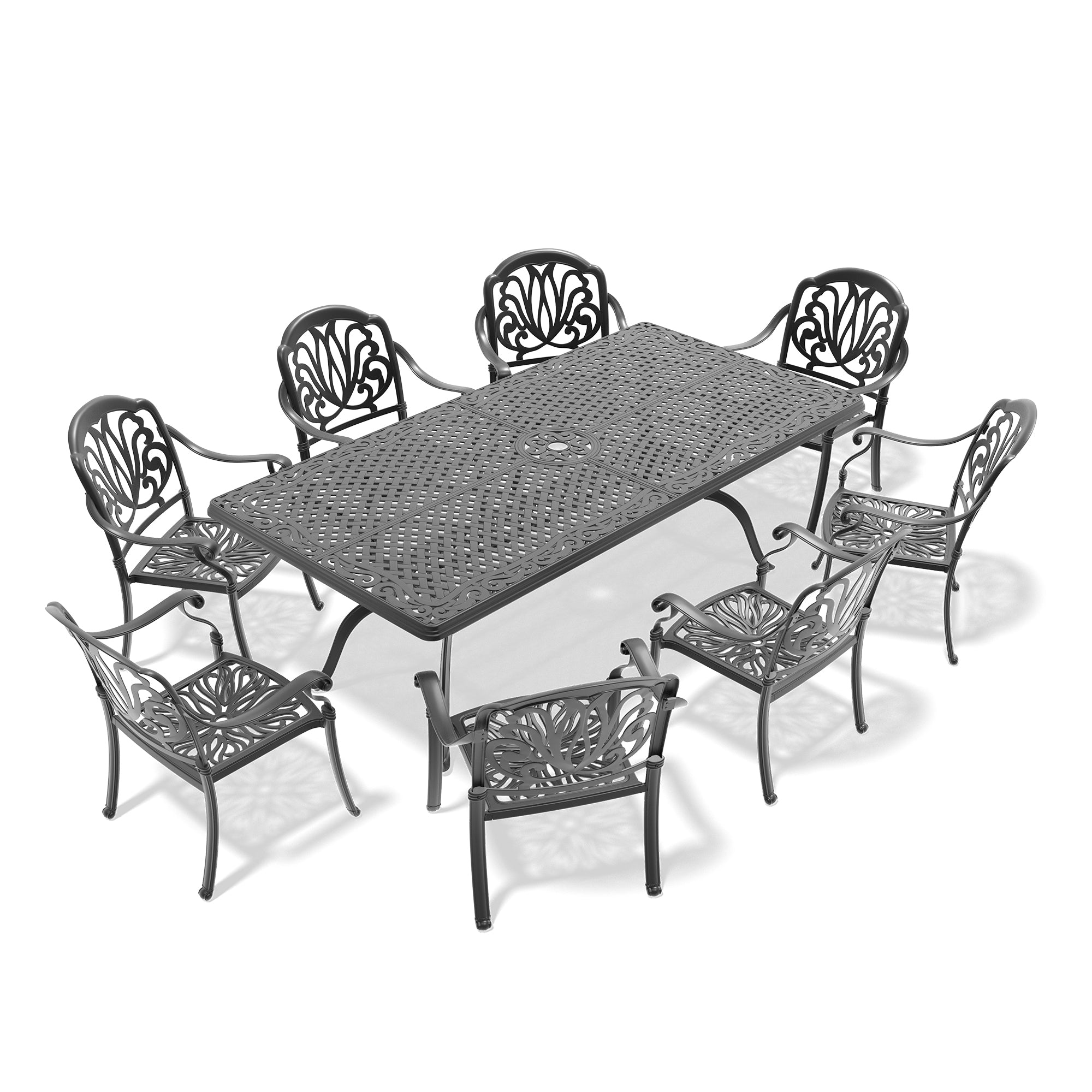 9-Piece Cast Aluminum Patio Furniture Set with Cushions - Outdoor Dining & Lounge Set for Garden, Poolside & Backyard Relaxation