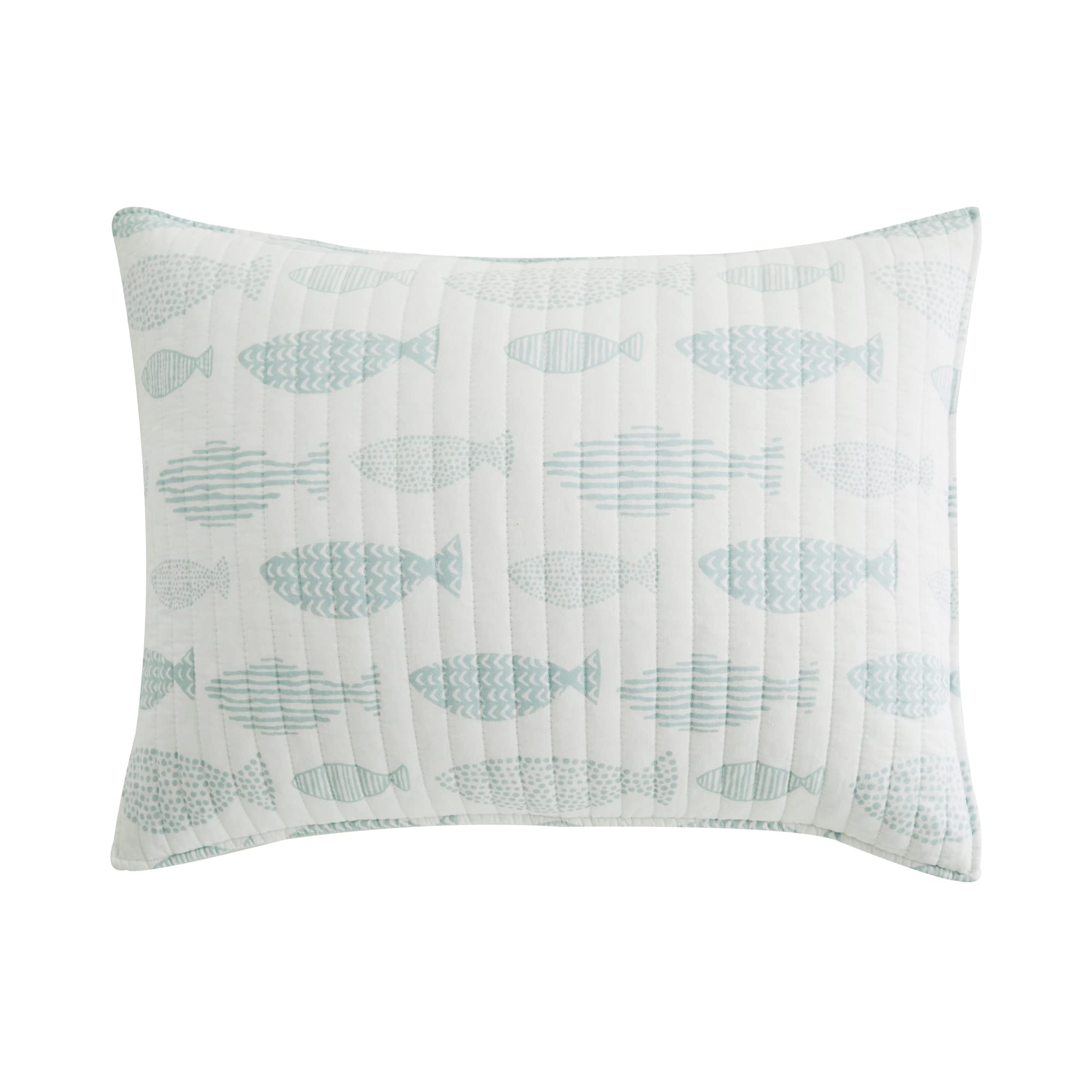 Levtex Home Aqua Breeze King Size Quilt Set - 100% Cotton Blue Animal Print Bedding for Coastal & Boho Bedroom Decor