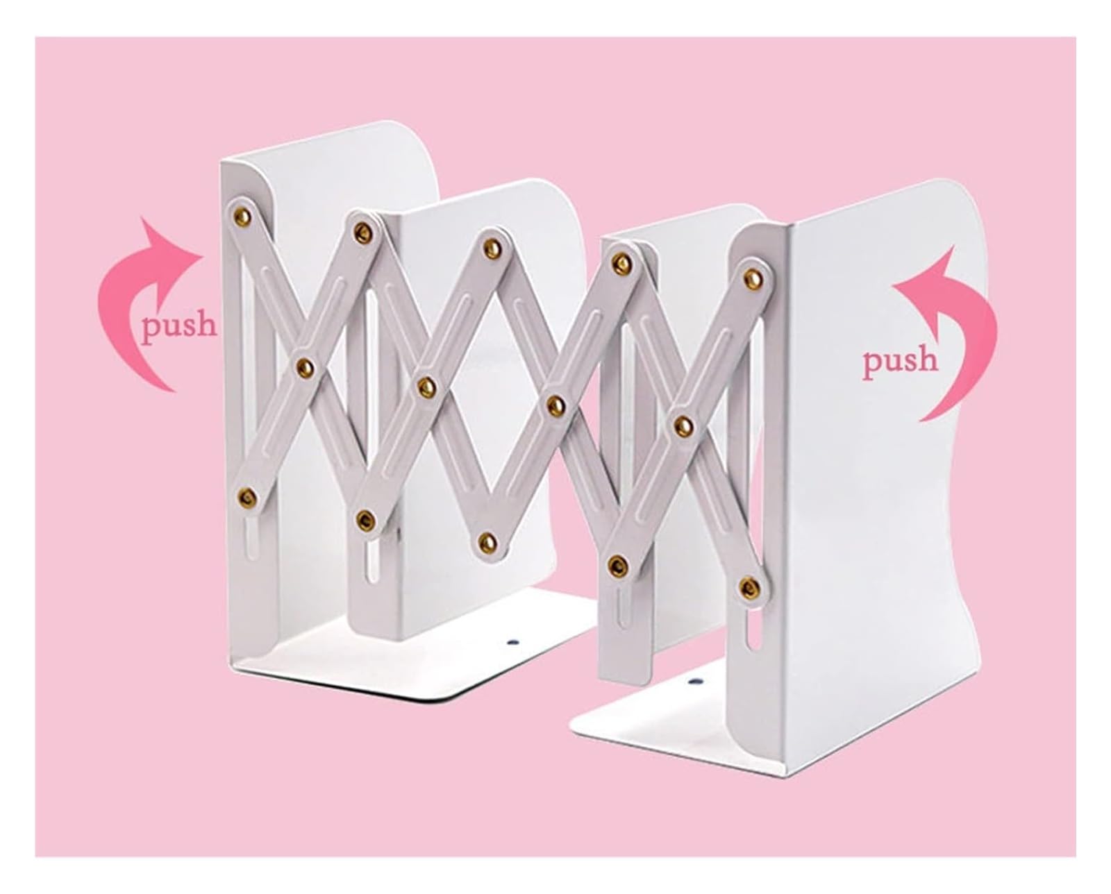 Retractable Heavy Duty Metal Bookends - Adjustable Nonskid Desk Book Holder for Shelves & Office Organization | Decorative Iron Book Stand for Home, Office & Library Use