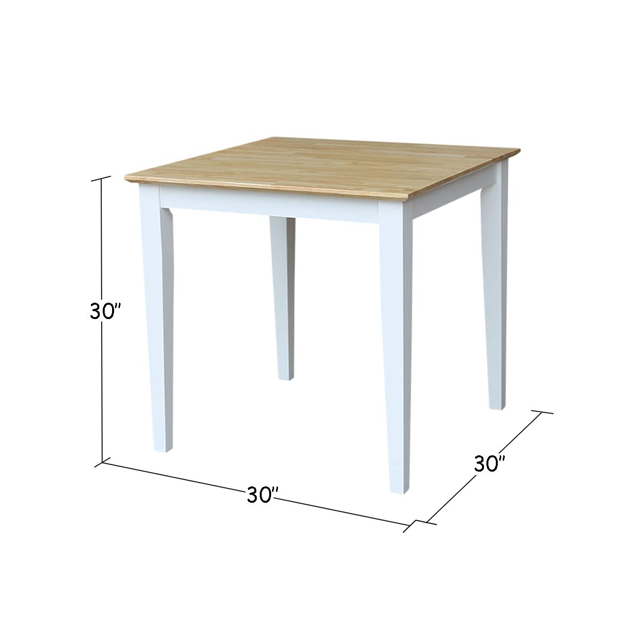 IC International Concepts White/Natural Wood Dining Table - 42 Inch Height, Perfect for Kitchen, Dining Room & Small Space Gatherings
