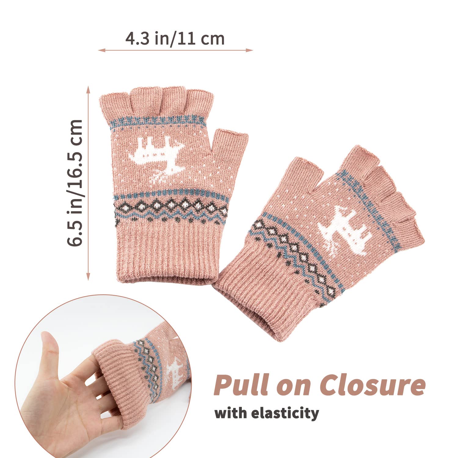 Zolunu Unisex Winter Half Finger Gloves - Warm Knit Fingerless Gloves for Touchscreen & Typing - Stretchy Comfort for Outdoor Activities, Running, Cycling & Cold Weather Use