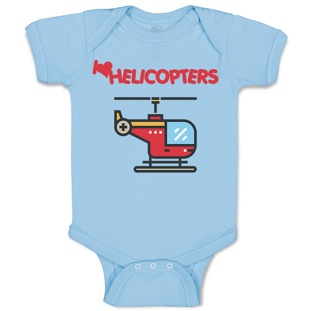 Custom Baby Bodysuit - I Love Helicopters Funny Cotton Onesie for Boys & Girls | Soft & Comfortable Infant Outfit for Playtime, Photo Shoots & Everyday Wear