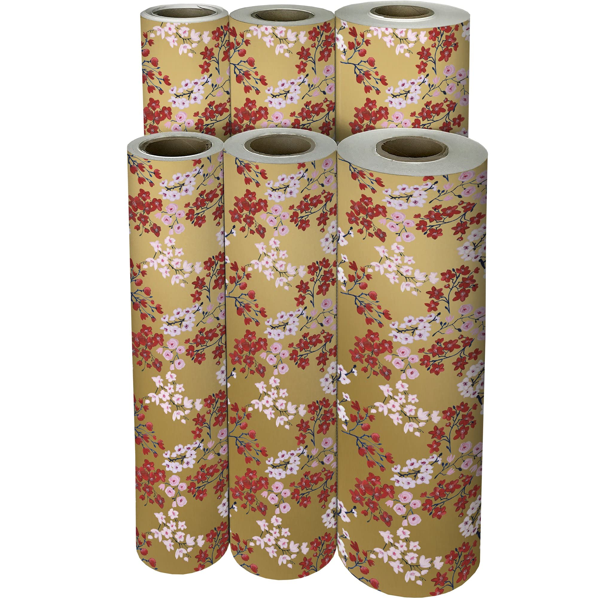 JILLSON & ROBERTS Bulk Floral Gift Wrap Paper - Drifting Blossoms Design - 417 Feet x 24 Inches (1/2 Ream) - Perfect for Wedding, Baby Shower & Birthday Gift Wrapping