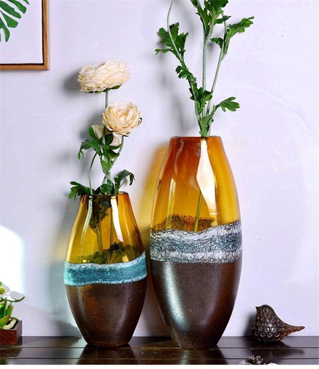 Modern Transparent Glass Sculpture Vase - 31.5cm Tall Minimalist Home Decor, Flower Centerpiece for Living Room, Wedding & Office Decoration | Creative Glass Craft Ornament