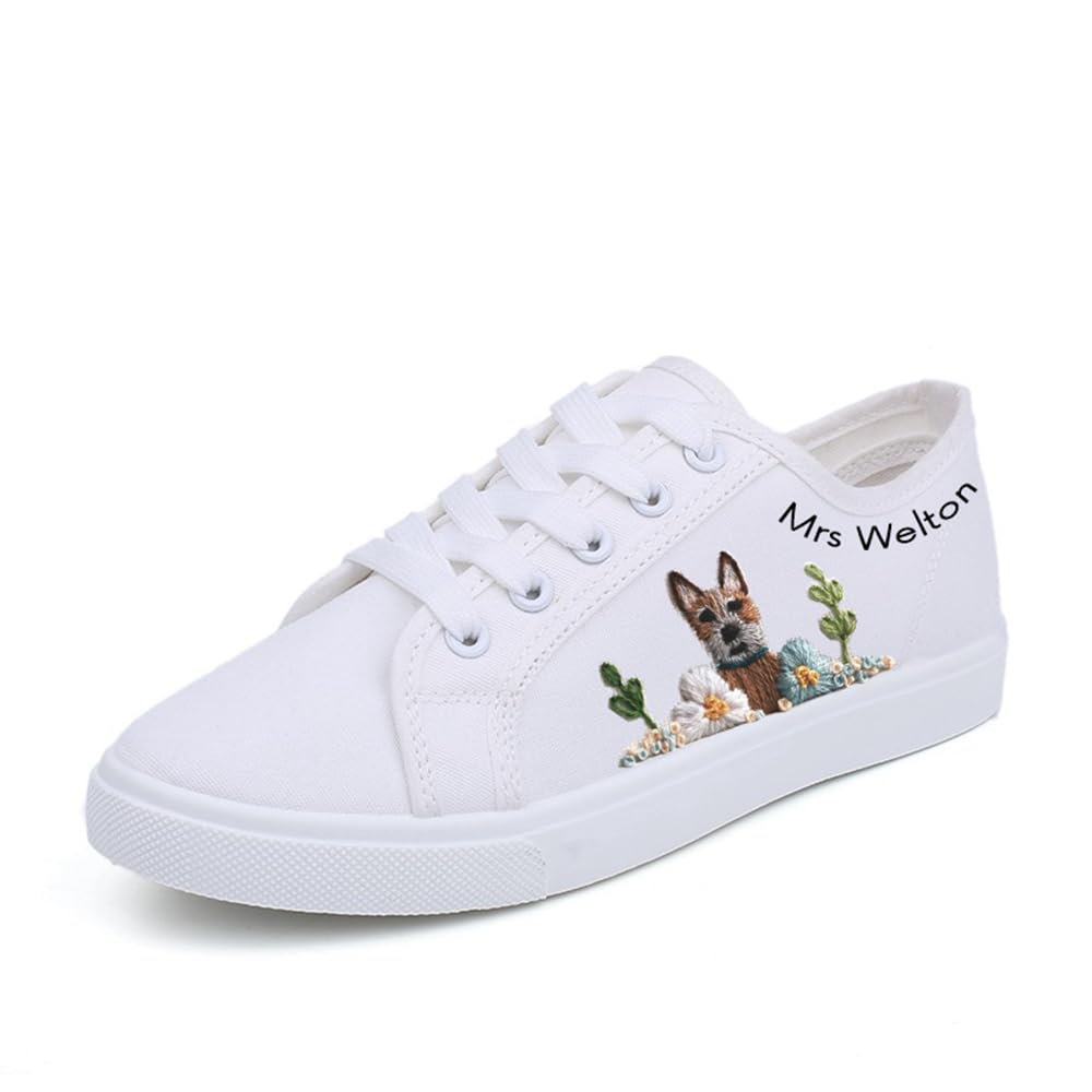 Custom Embroidered Pet Wedding Sneakers for Dogs & Cats | Personalized Bridal Shoes for Women US Size 9 | Handmade Wedding Sneakers for Pets | Perfect for Pet-Inclusive Weddings & Photo Shoots