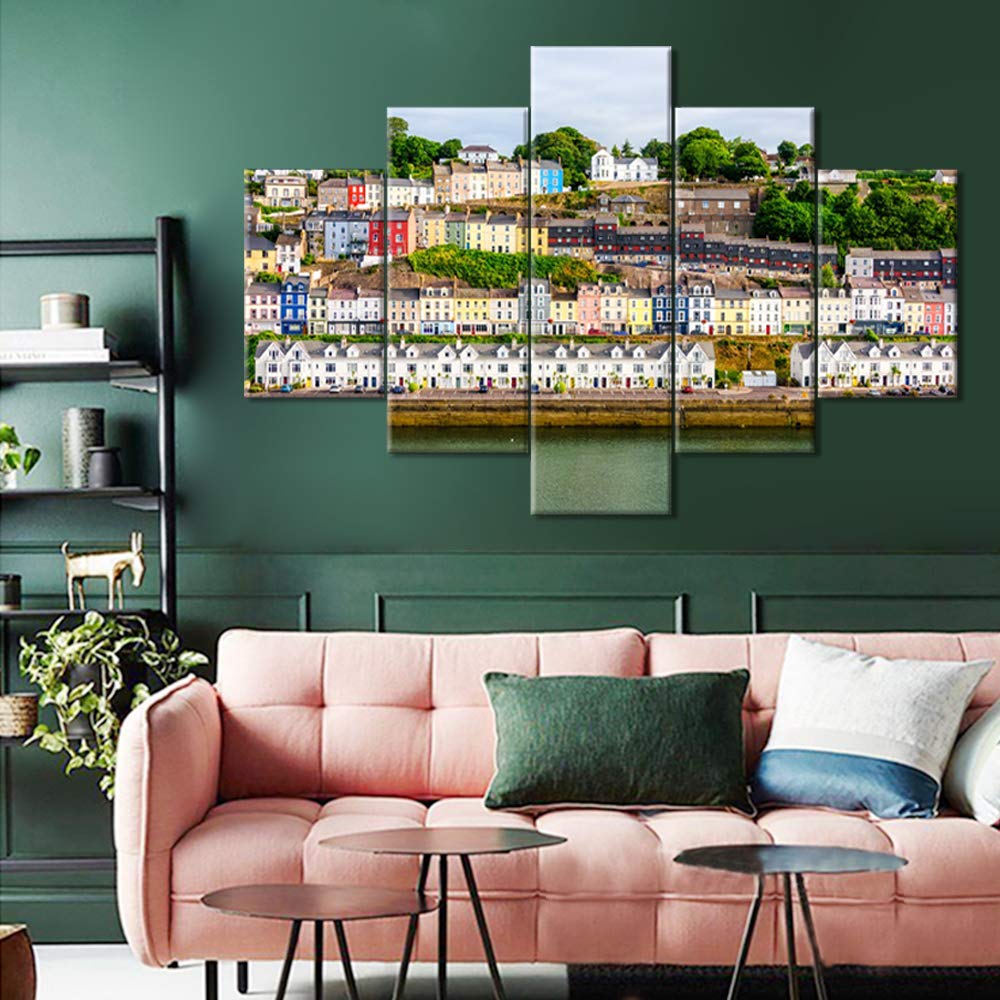 Premium 5-Panel Wall Art for Living Room - Modern Framed & Stretched Canvas Painting (60''W x 40''H) - Ready to Hang Home Decor for House, Apartment & Office | Perfect for Coastal, Irish & Contemporary Interior Design Styles