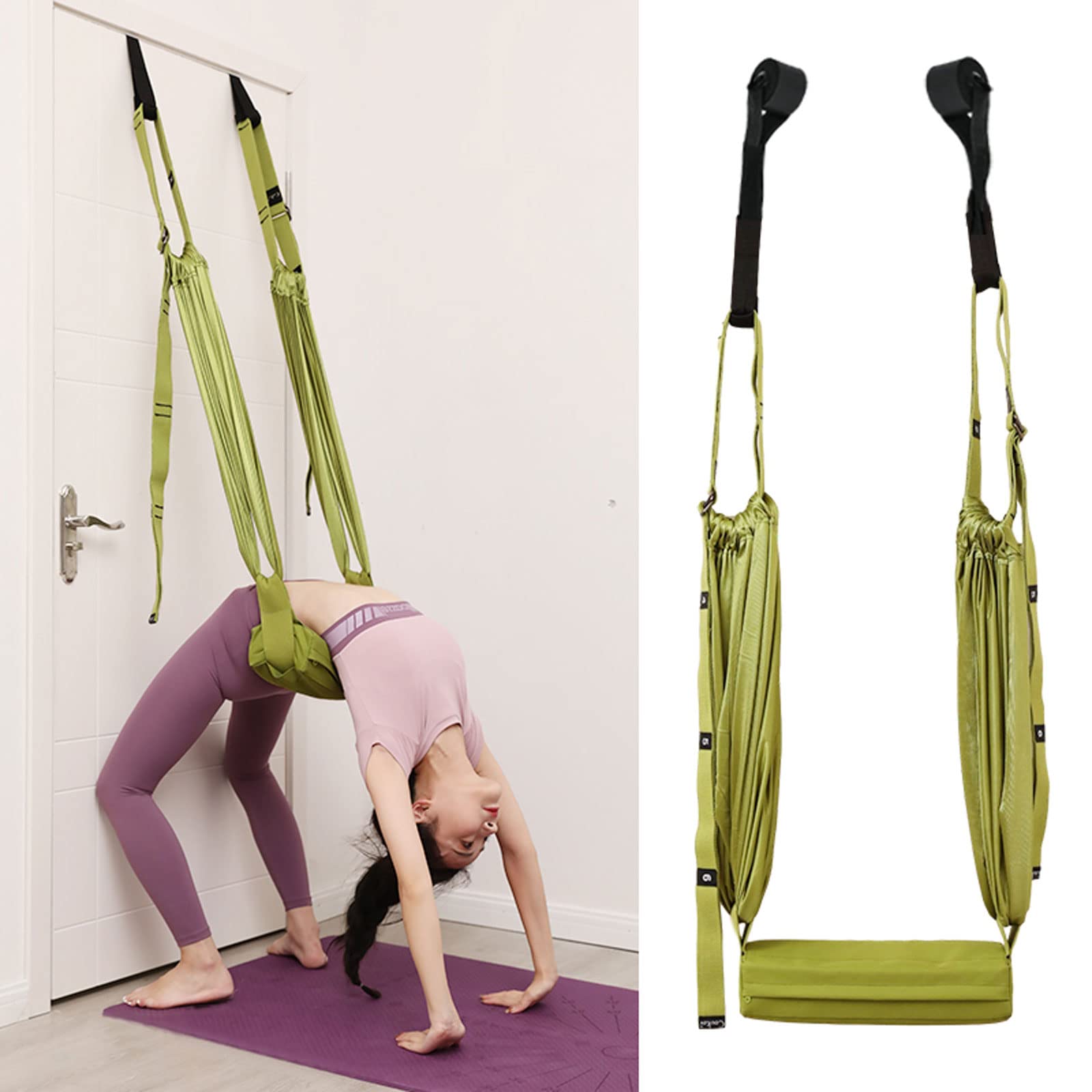 Upgraded Waist Back Leg Stretch Strap - Yoga Fitness Band & Leg Stretching Trainer for Home Gym, Dance, Ballet, Gymnastics - Perfect for Flexibility Training, Backbend Practice & Splits Improvement