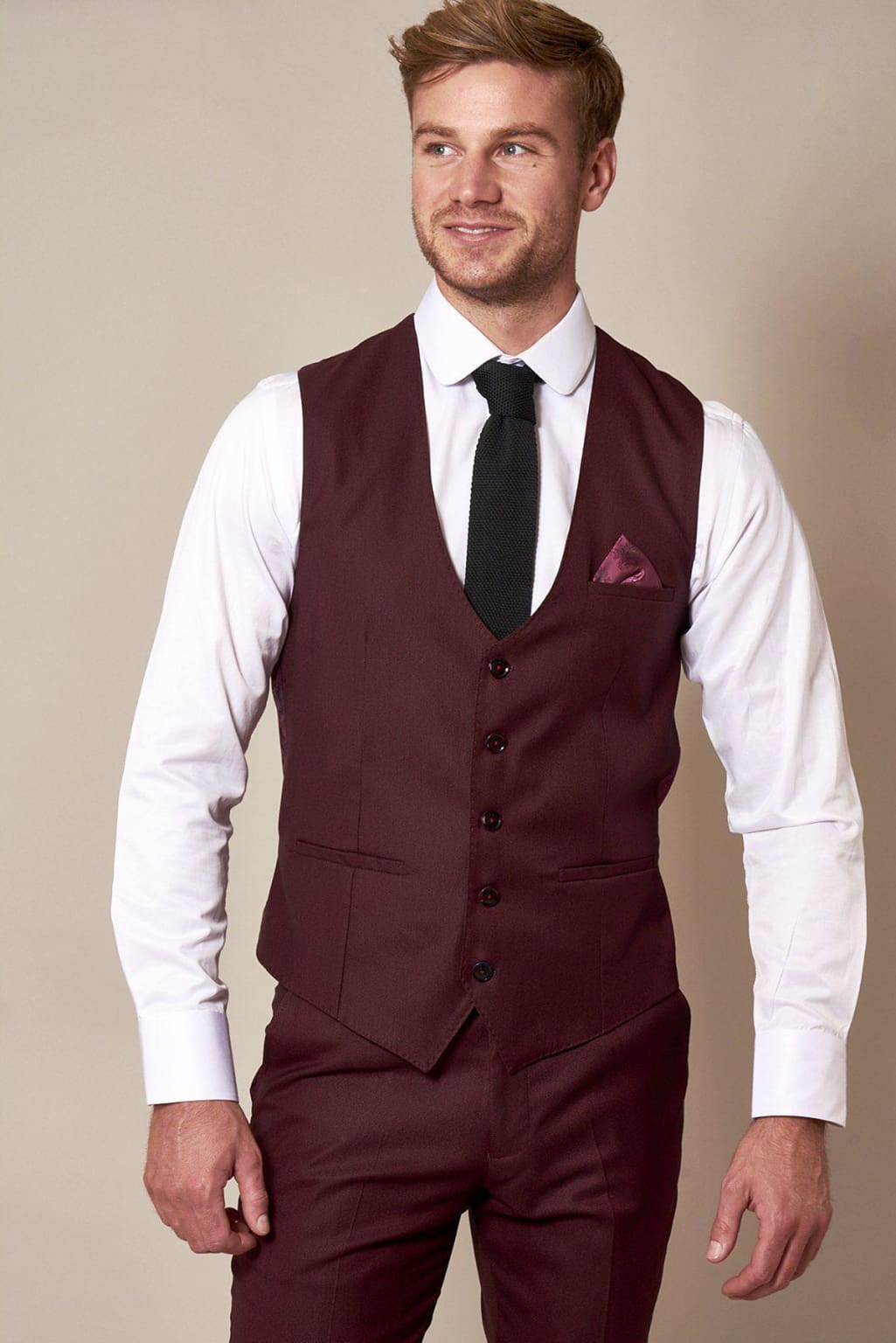 Marc Darcy Danny Wine 3 Piece Suit for Men | Premium Slim Fit Business Suit | Formal Wedding & Office Attire | Perfect for Business Meetings, Interviews & Special Occasions