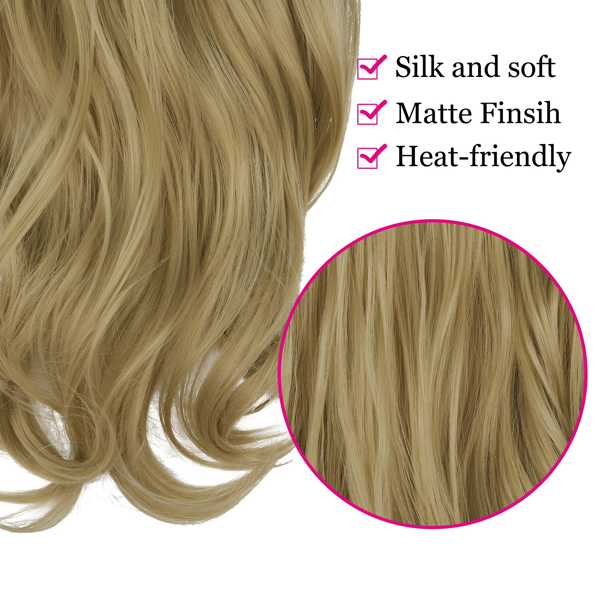 20 Inch Synthetic Hair Extensions Headband for Women – No Clip, Hidden Wire, Wave Thick Hairpiece (Ash Blonde, 4.4 Oz) – Perfect for Parties, Weddings & Daily Styling