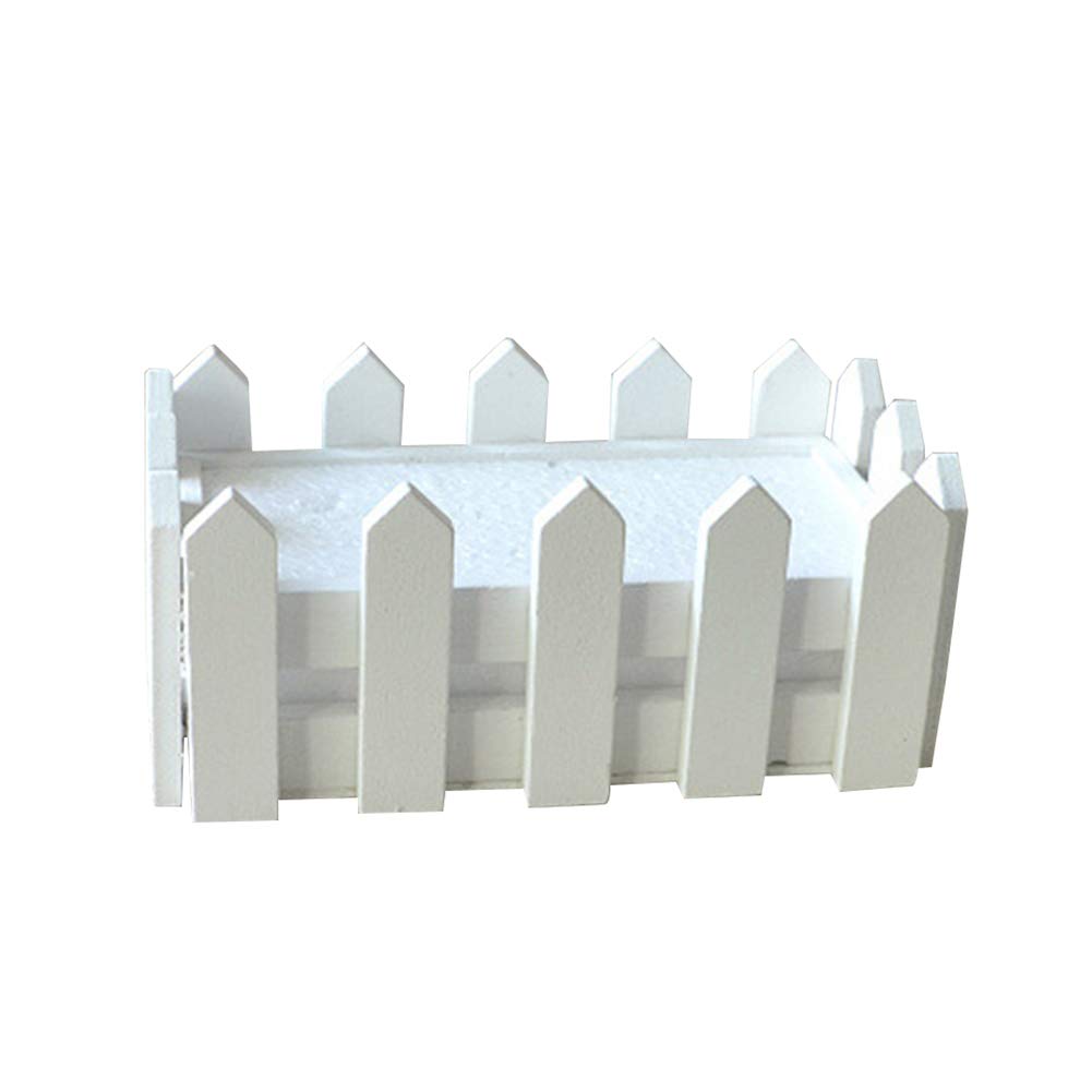 YOZUMD Small Bamboo Plant Pot with White Wooden Fence - Flower Basket Container Planter for Home Garden, Wedding Decor & Indoor/Outdoor Decorations