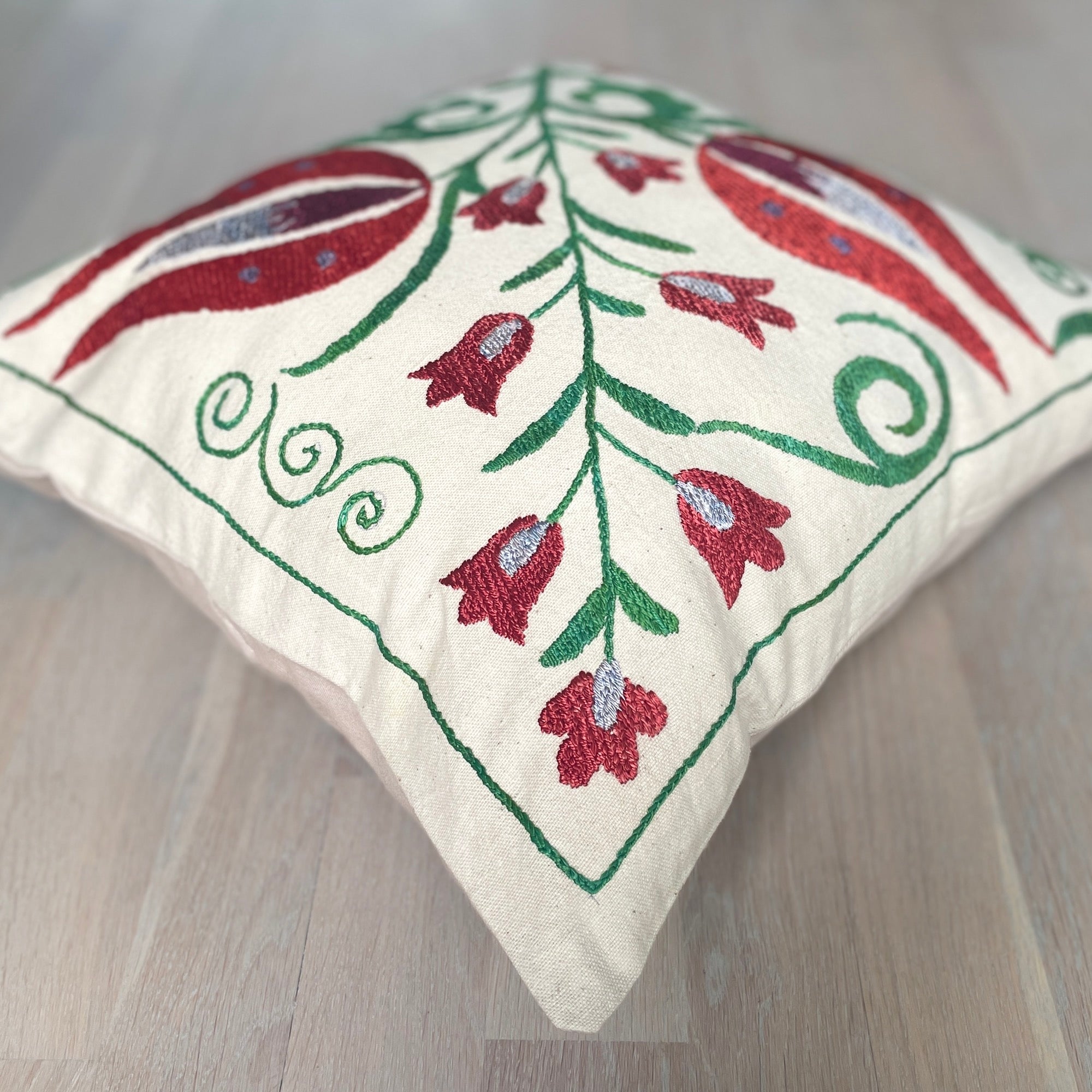Handmade Suzani Cushion Cover Ankara - Bohemian Decorative Pillow Case for Sofa, Bed & Home Decor - Perfect for Living Room, Bedroom & Boho Style Interior Design