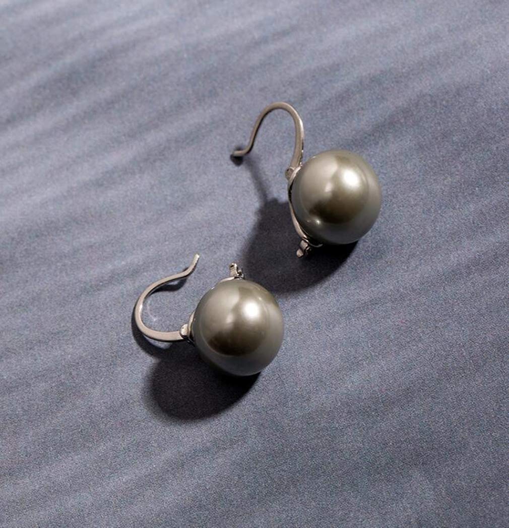 YAXUN 15mm Silver Grey Pearl Drop Earrings for Women - Silver Plated Dangle Earrings, Fashion Jewelry Gift for Girls & Women | Perfect for Parties, Weddings & Daily Wear