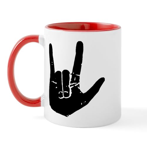 White/Red Inside - I Love You Hand Mug