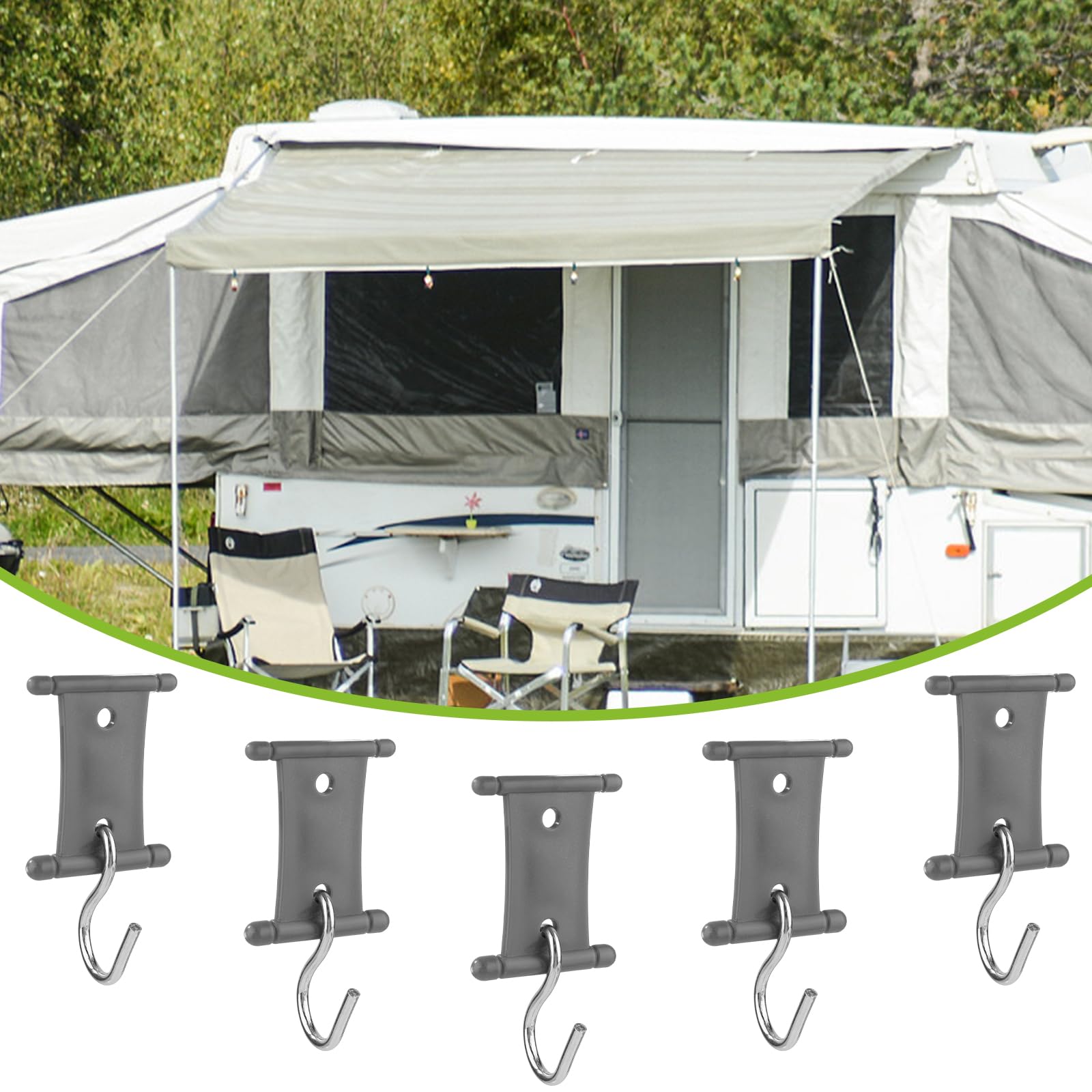16pcs RV Awning Light Hooks - Heavy Duty Plastic & Metal Hangers for RV, Camper, Tent & Canopy Lights | Perfect for Outdoor Camping, Backyard Parties & Home Decor