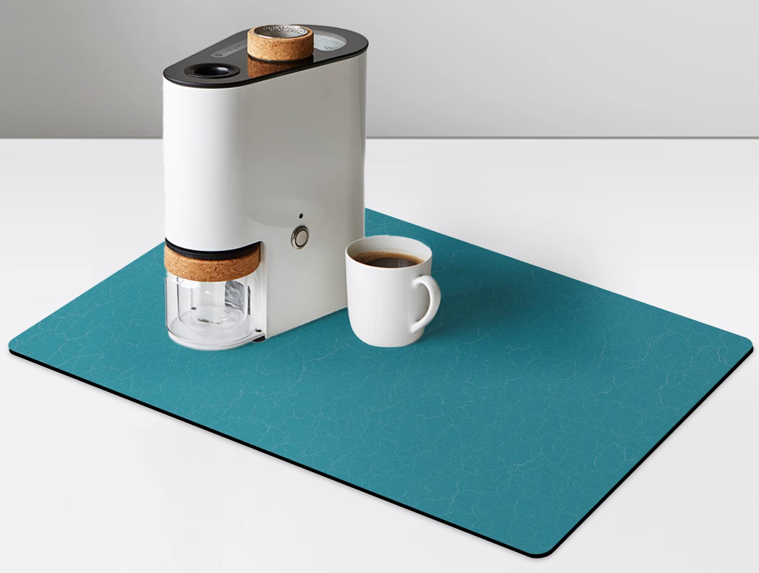 Premium Absorbent Coffee Mat with Rubber Backing - Non-Slip Dish Drying Mat for Kitchen Counter, Coffee Bar & Espresso Machine - Fits Under Coffee Makers, Pots & Dish Racks - Ideal for Spill Protection & Countertop Decor