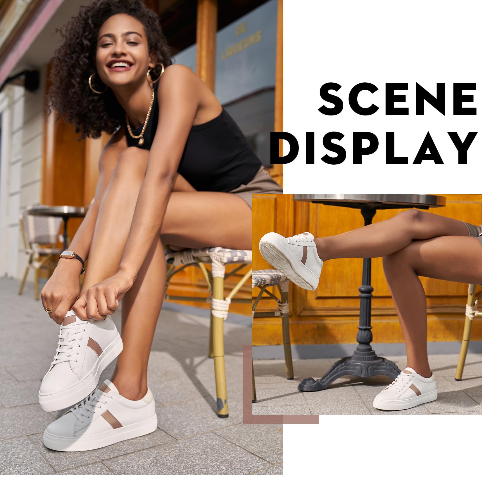 Women's Fashion Leather Platform Sneakers - Comfortable Casual Walking Shoes for Everyday Wear | Perfect for Work, Travel & Outfits