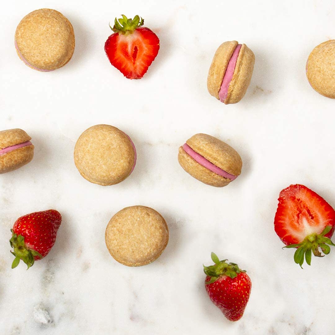 Bonne et Filou Easter Dog Treats - Strawberry Flavored Cupcakes, 18 Count Bulk Gift Pack | Macaron Style Cakes | Healthy Human-Grade Snacks for Medium & Large Breed Dogs | Perfect for Easter Celebrations, Training Rewards & Special Occasions