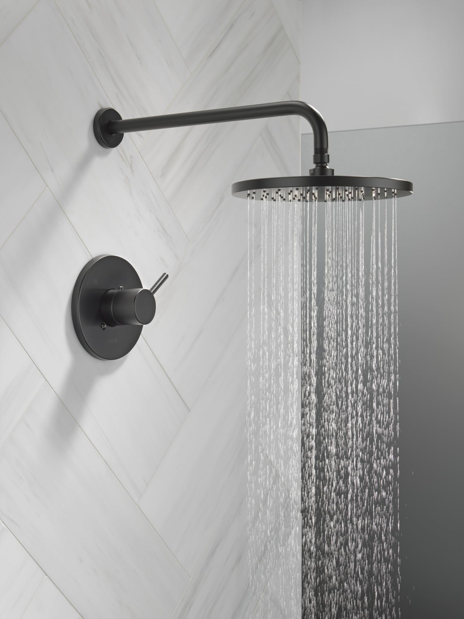 Delta Faucet Modern Raincan Round Single-Function Shower Valve Trim Kit in Matte Black - T14269-BL-PP (Valve Not Included) - Includes Rainfall Shower Head & Faucet Set for Luxurious Bathroom Upgrade - Perfect for Modern Home, Spa, and Hotel Style Bathrooms