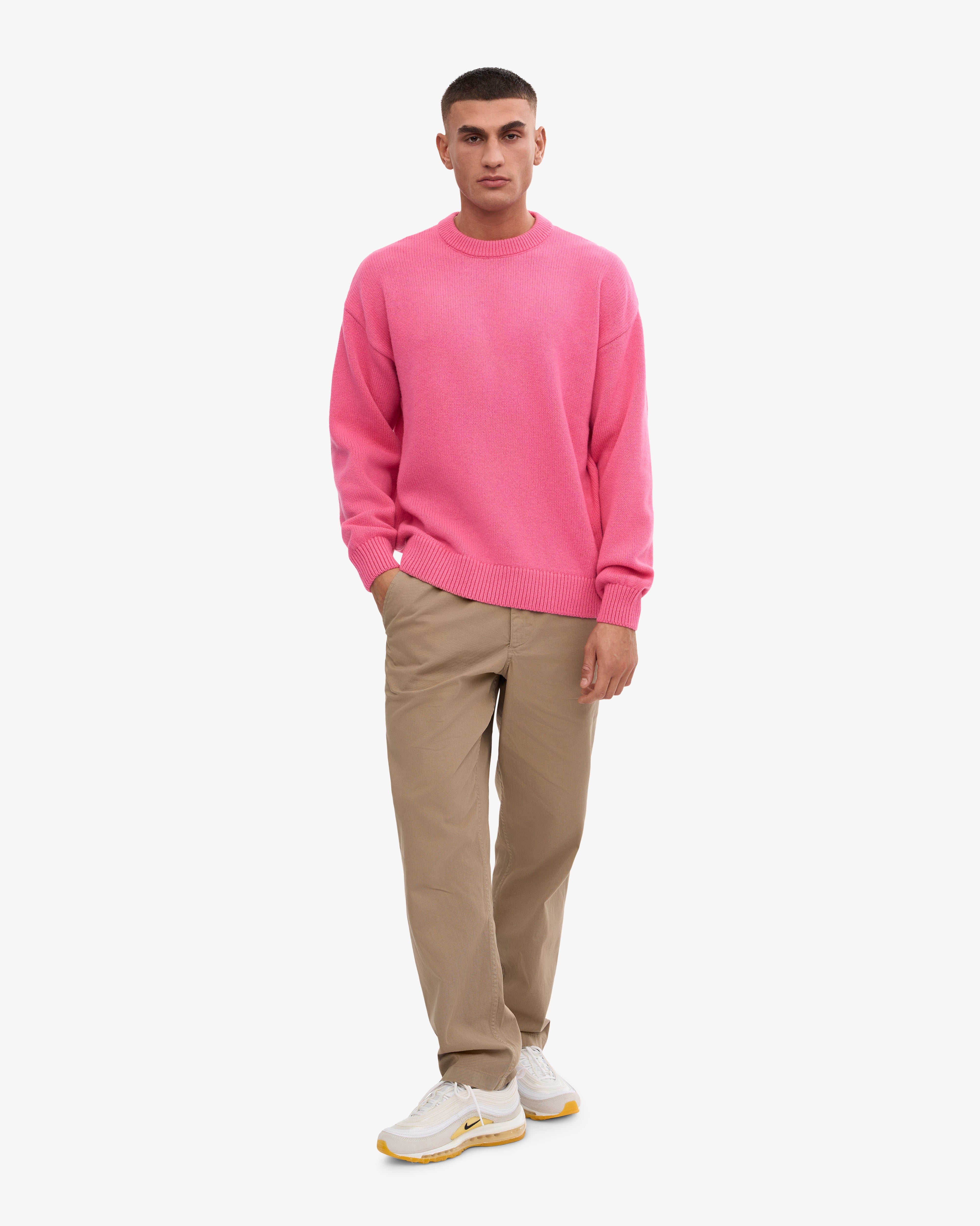Oversized Merino Wool Crew Neck Sweater - Bubblegum Pink | Soft & Warm Winter Knitwear for Women | Perfect for Casual Outfits, Office Wear & Cozy Nights