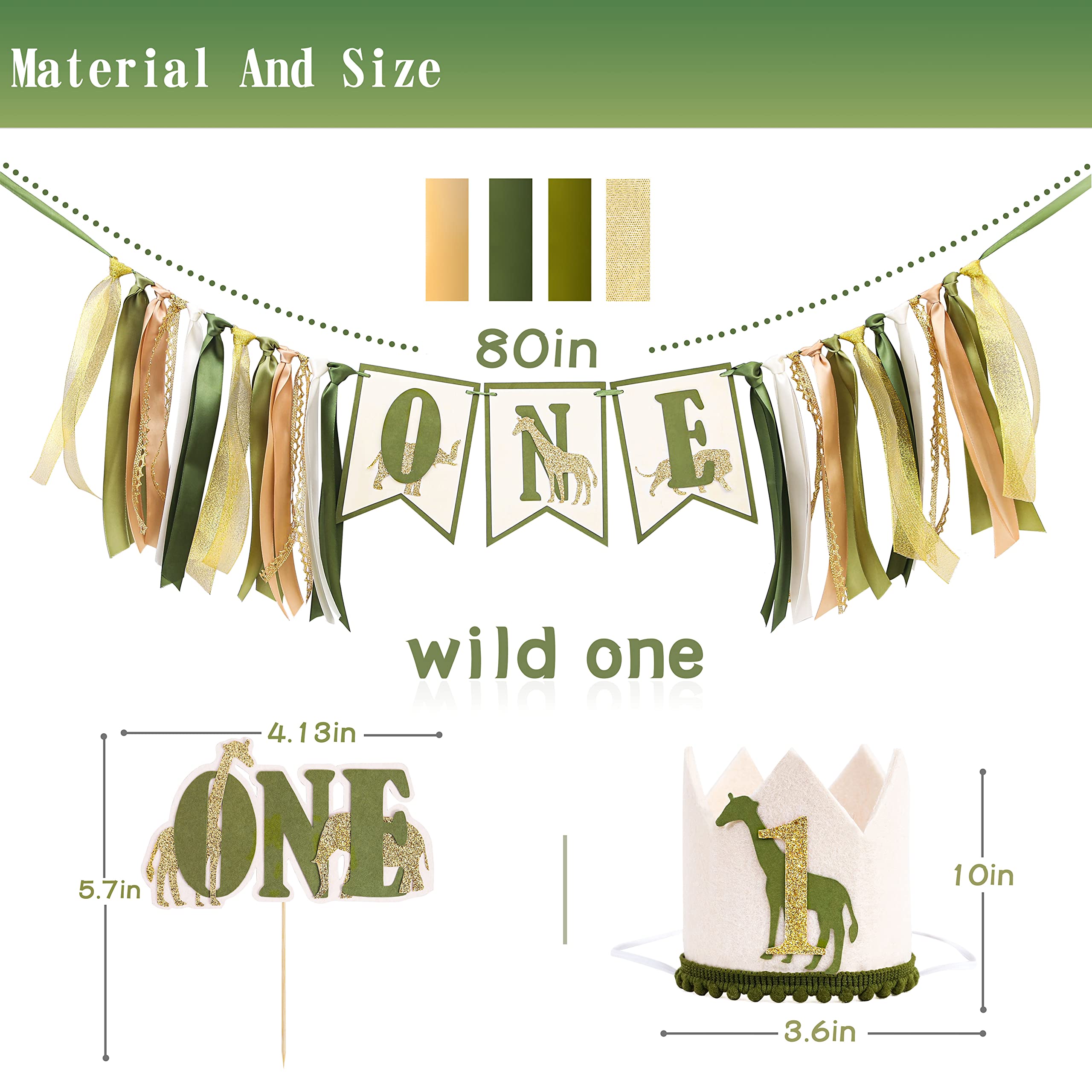 Wild One Jungle Hunt Birthday Decorations Set - First Birthday Banner, Cake Topper & Party Supplies for Boys & Girls | Perfect for Jungle-Themed 1st Birthday Parties & Baby Showers