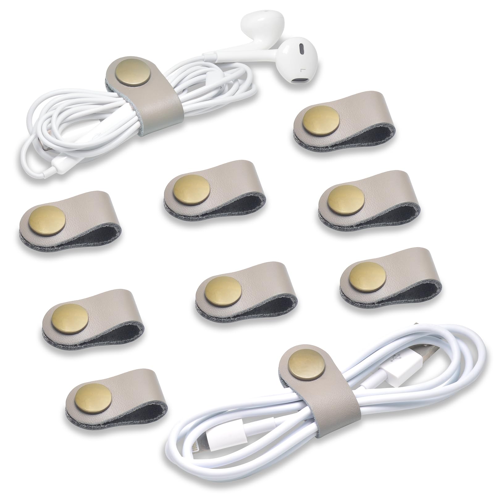 CAILLU Cord Organizer - Cable Management for USB, Earbuds & Headphones | Gray Cable Keeper with Straps & Clips | Perfect for Travel, Office & Home Organization