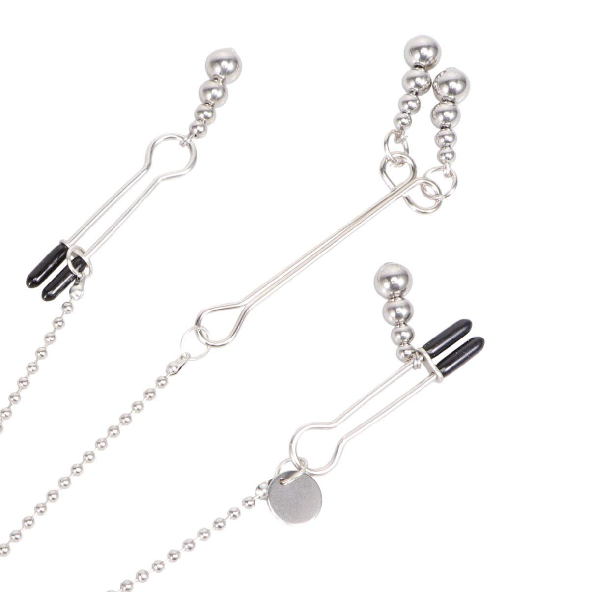 MILISTEN Silver Metal Nipple Clamps & Labia Clips Set - Adjustable BDSM Breast Clamps, Vaginal Speculum, Pussy Stimulator for Sensual Massage & Intimate Play - Perfect for Couples & Adult Toys Collection