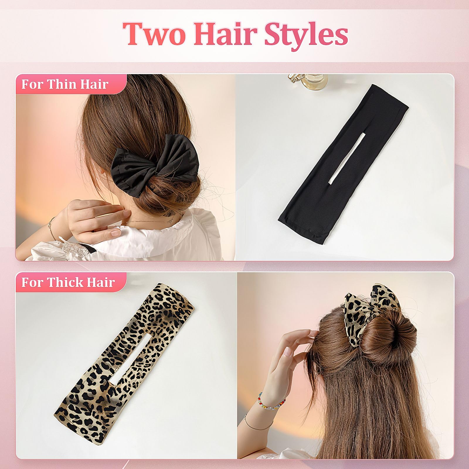 3-Piece Deft Hair Bun Maker Set - Easy Twister & French Twist Curler for Women & Girls | Fashionable Black, Red & Leopard Colors | Perfect for Parties, Weddings & Everyday Hairstyles