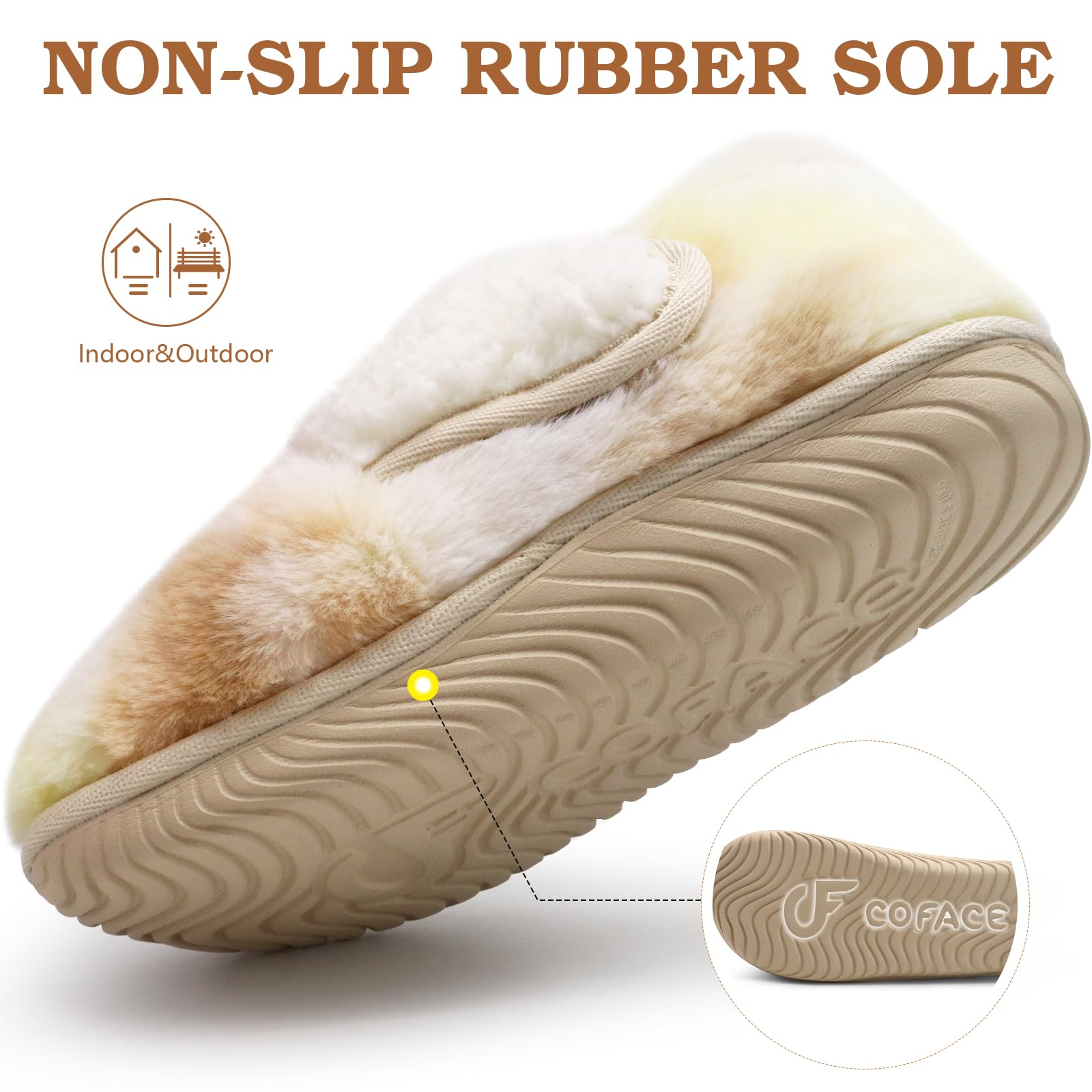 COFACE Women's Memory Foam House Slippers - Soft Fluffy Indoor/Outdoor Slip-On Shoes for Ladies - Perfect for Home, Office, and Backyard Relaxation