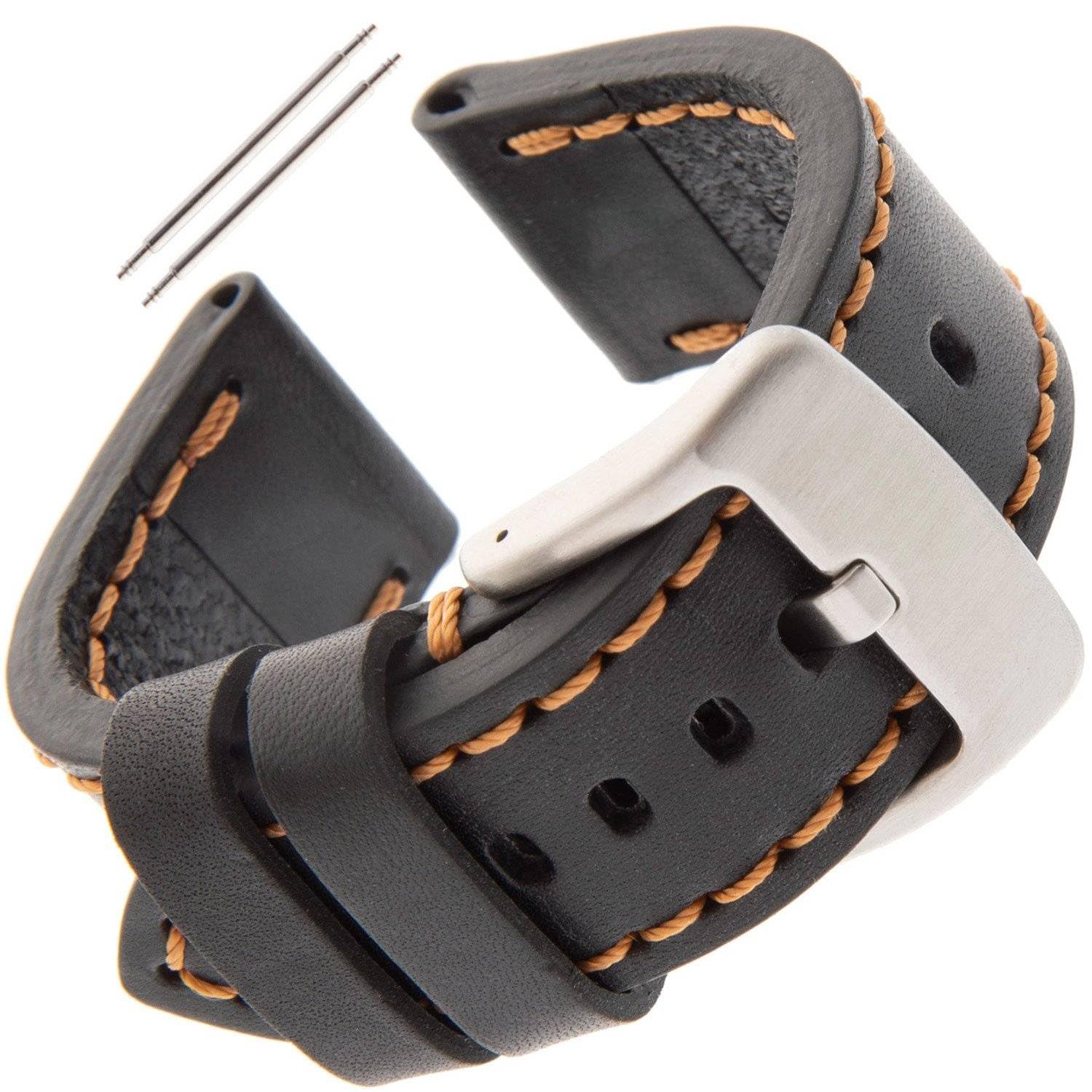 Premium 18-28mm Men's Thick Heavy Duty Sport Calfskin Leather Watch Band Strap TS62 - Durable Replacement for Casual, Business & Outdoor Watches